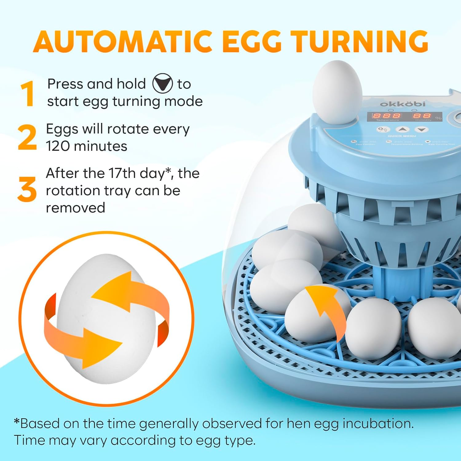 12 Egg Incubator with Automatic Egg Turning and Humidity Control – Egg Incubators for Hatching Eggs – Egg Candler, Water Bottle Refill, Air Vent