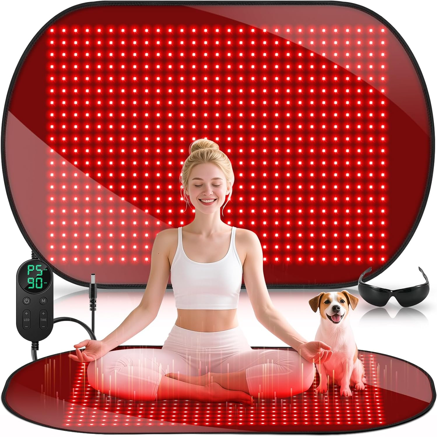 Red Light Therapy Mat 43x26 - 580 LED Near Infrared Pad 660nm 850nm for Full Body Pain Relief & Recovery