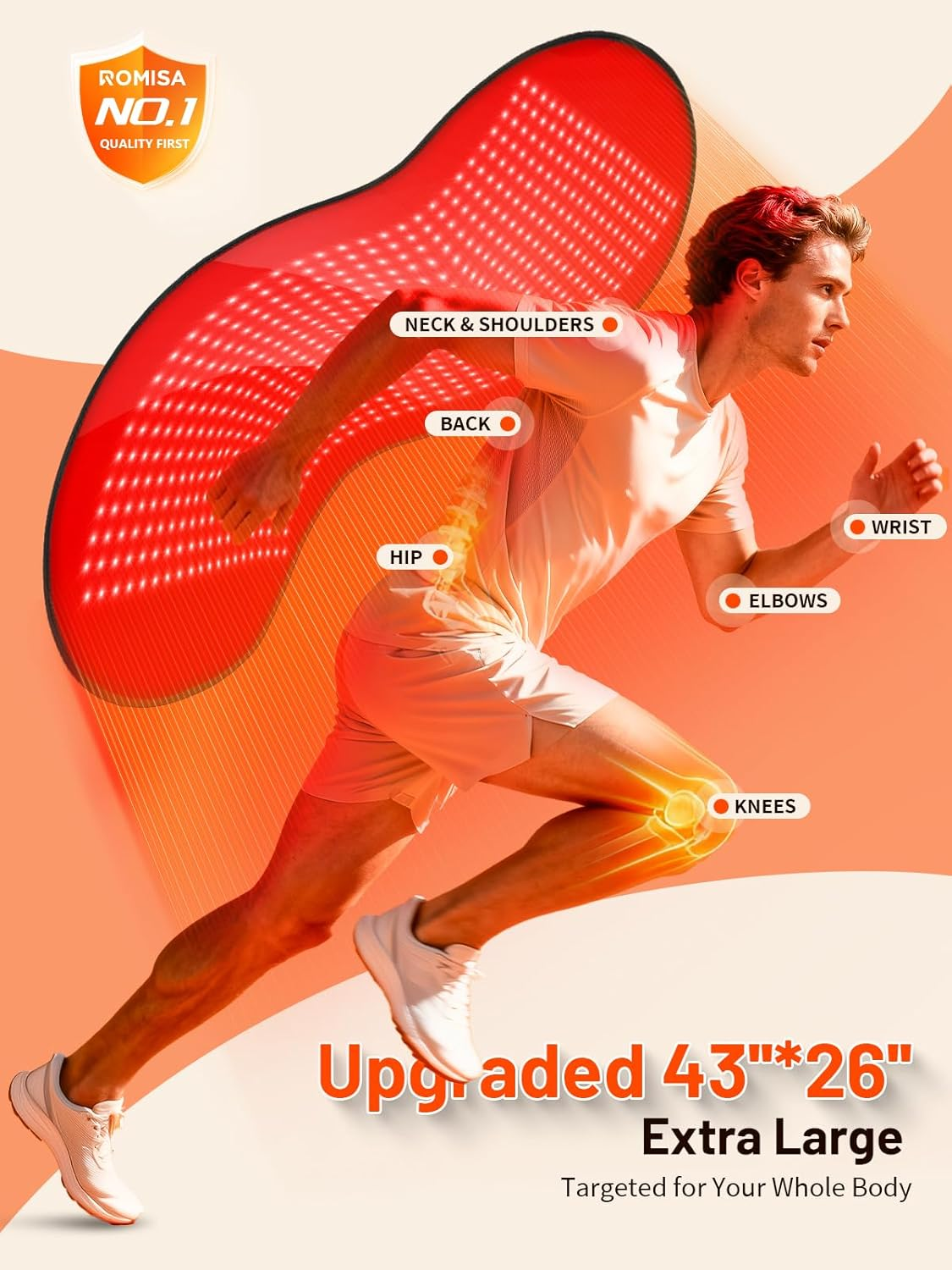 Red Light Therapy Mat 43x26 - 580 LED Near Infrared Pad 660nm 850nm for Full Body Pain Relief & Recovery