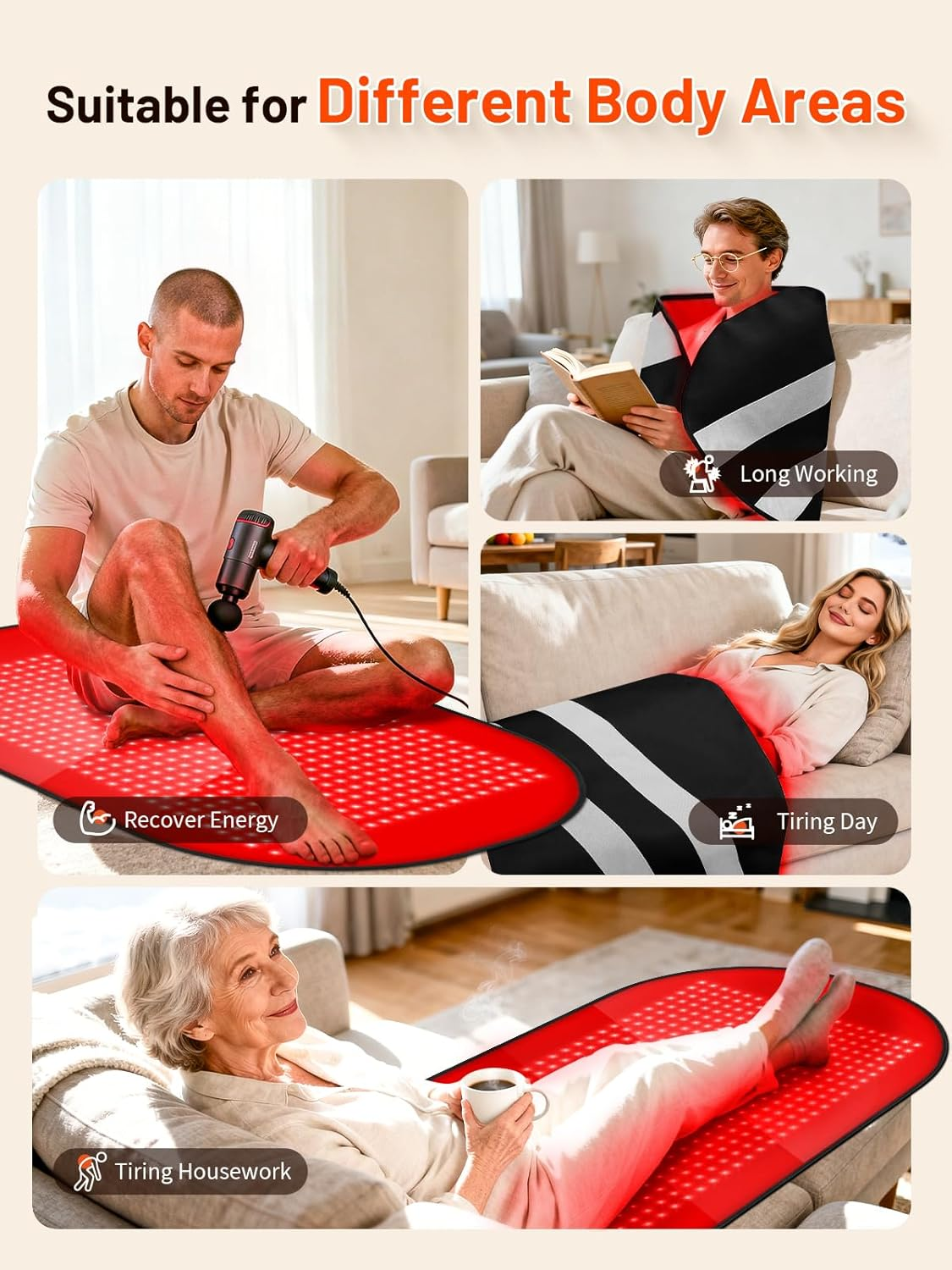 Red Light Therapy Mat 43x26 - 580 LED Near Infrared Pad 660nm 850nm for Full Body Pain Relief & Recovery