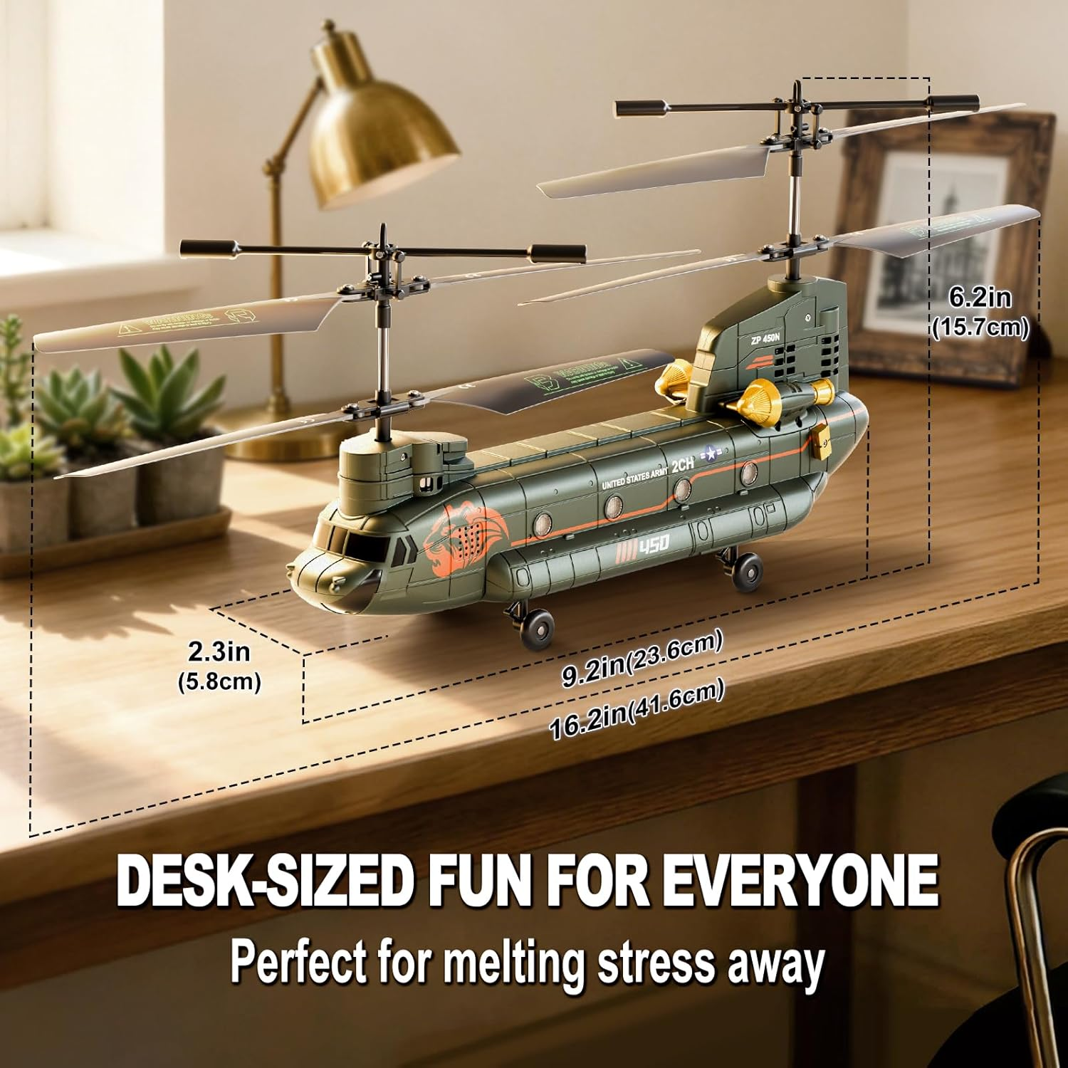 RC Helicopter with Altitude Hold for Kids & Adults | Military Transport Army Helicopter with LED Lights & One-Key Takeoff