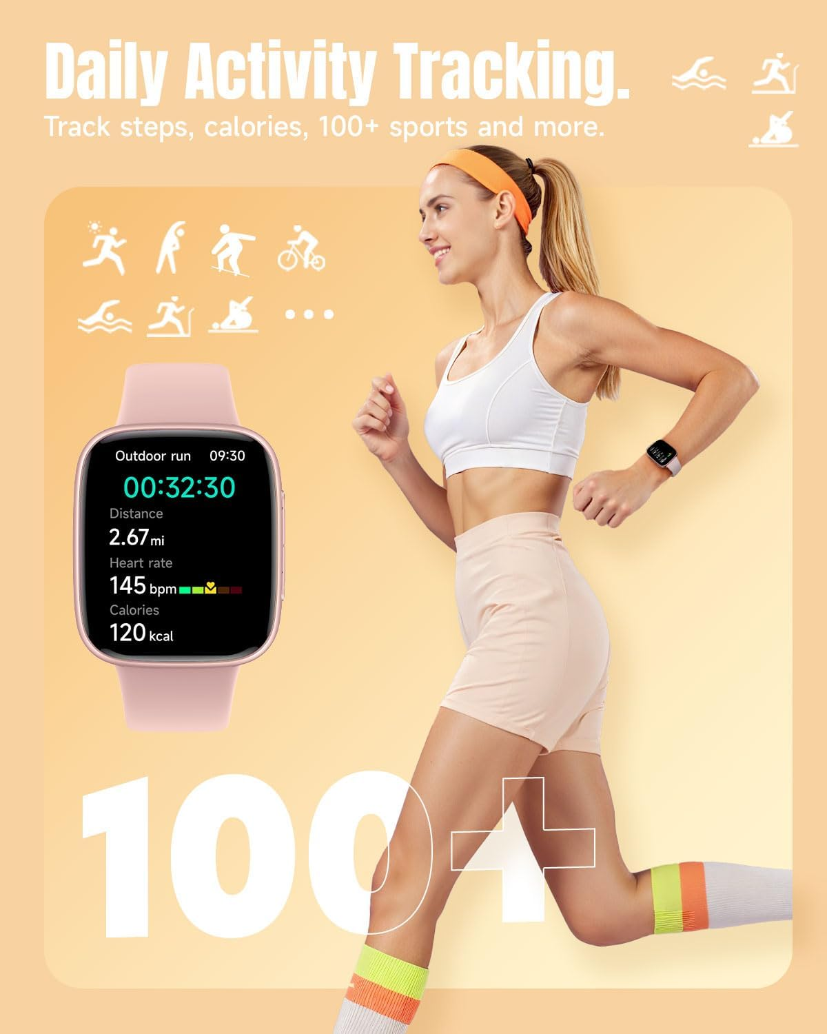 Smart Watch for Women with 1.85" AMOLED Display | Android & iPhone Compatible | 10-Day Battery, 3ATM Waterproof Fitness Tracker