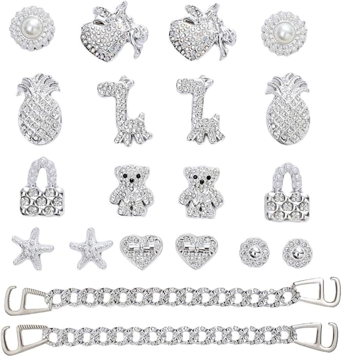 Sparkling Shoe Charms for Women - Bling Jewelry Accessories for Clogs, Sandals & Casual Shoes | Personalized Girly Decorative Charms