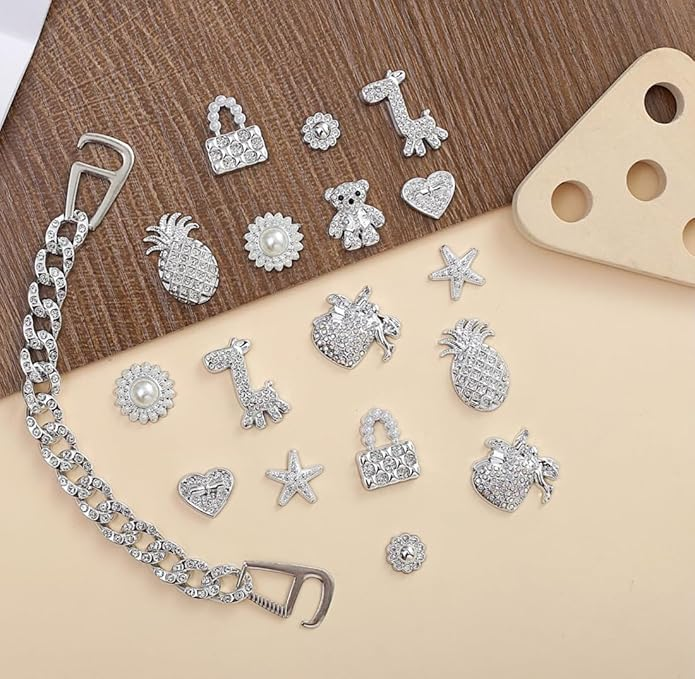 Sparkling Shoe Charms for Women - Bling Jewelry Accessories for Clogs, Sandals & Casual Shoes | Personalized Girly Decorative Charms