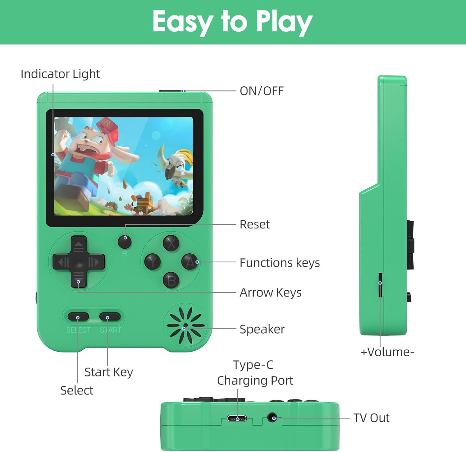 Handheld FC Game Console with 500 Classic Games - 3.0 Inch LED Display, Rechargeable Battery | Portable Retro Arcade Gaming System for Kids & Adults