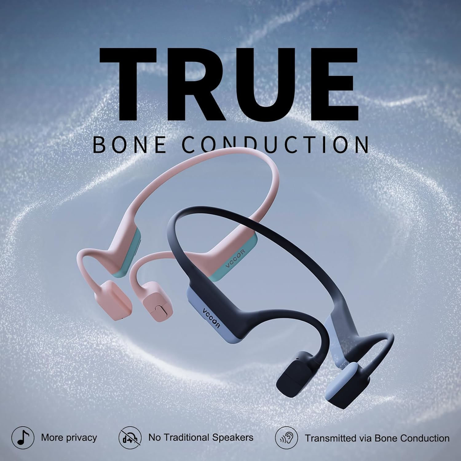 Bone Conduction Wireless Headphones - Open Ear Bluetooth Sport Earphones for Running, Cycling & Workouts | Sweat-Resistant with Built-in Mic | Radiant Pink