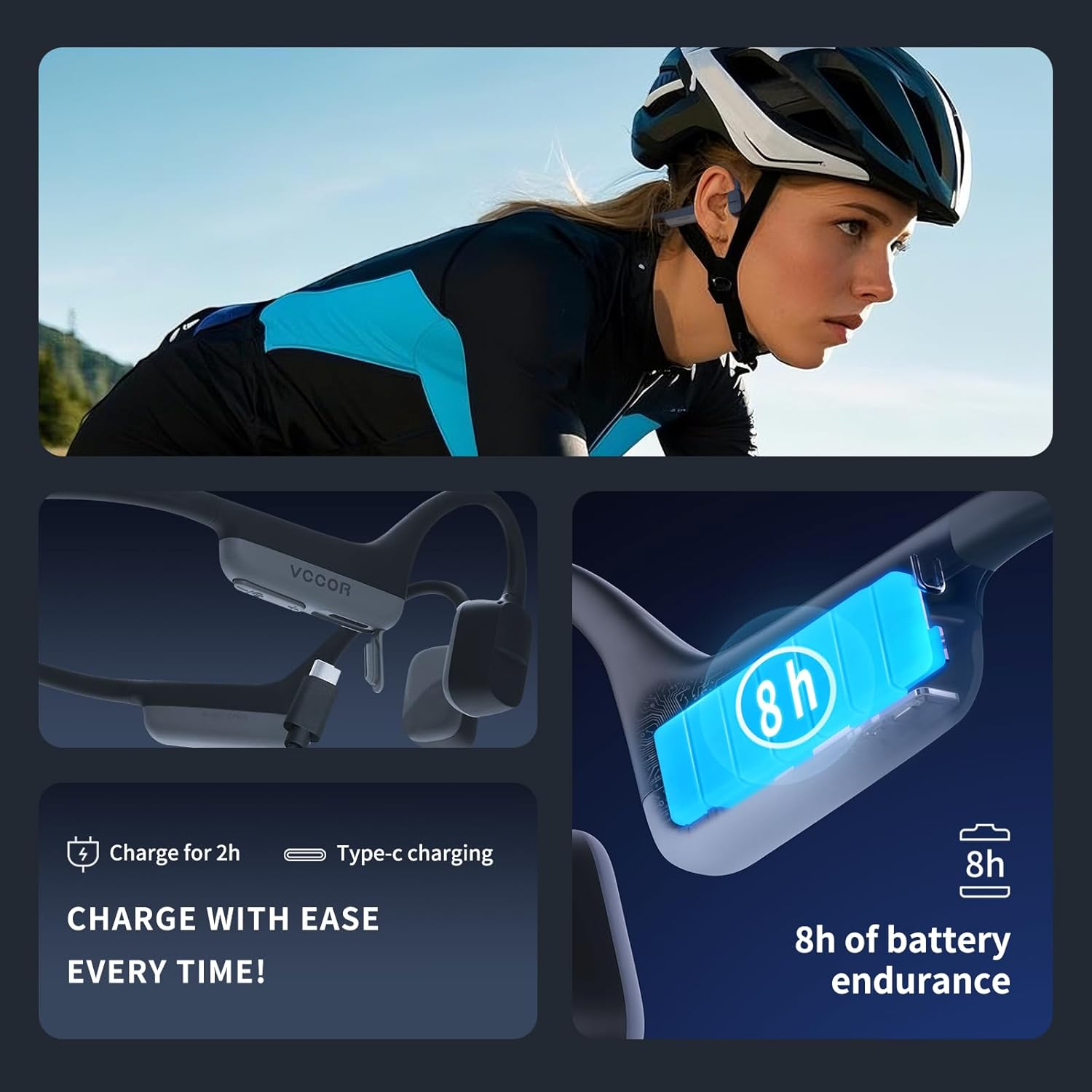 Bone Conduction Wireless Headphones - Open Ear Bluetooth Sport Earphones for Running, Cycling & Workouts | Sweat-Resistant with Built-in Mic | Radiant Pink