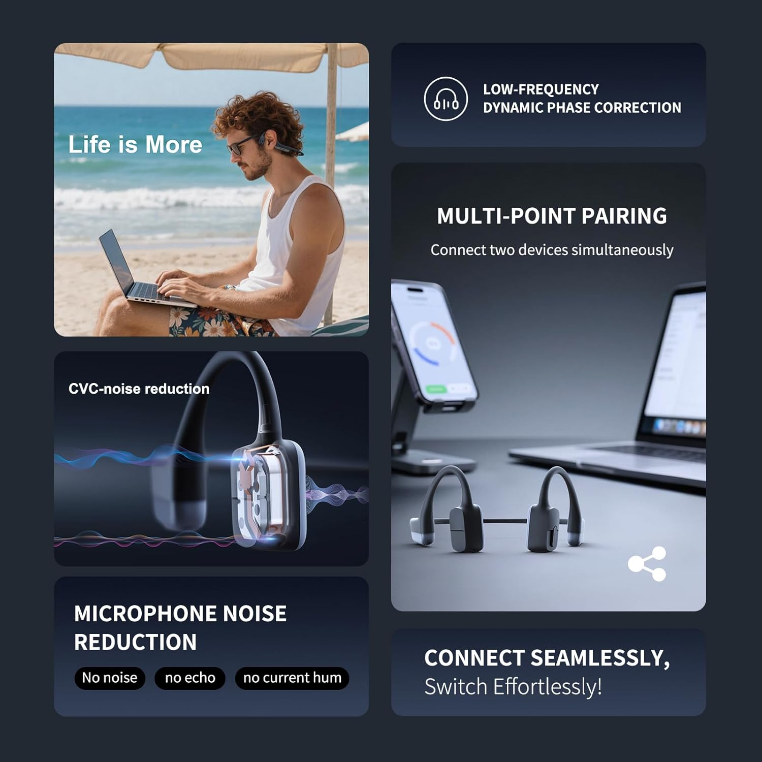 Bone Conduction Wireless Headphones - Open Ear Bluetooth Sport Earphones for Running, Cycling & Workouts | Sweat-Resistant with Built-in Mic | Radiant Pink