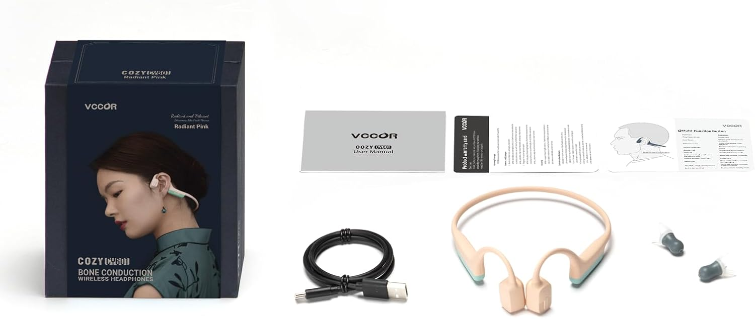 Bone Conduction Wireless Headphones - Open Ear Bluetooth Sport Earphones for Running, Cycling & Workouts | Sweat-Resistant with Built-in Mic | Radiant Pink