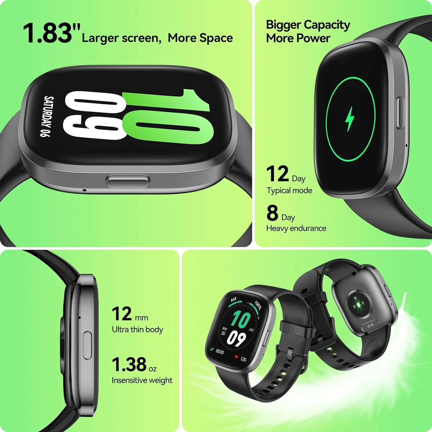 anyloop Watch ALW7 - Smart Fitness Tracker with Heart Rate Monitor, Sleep Tracking, Activity Tracker & Notifications