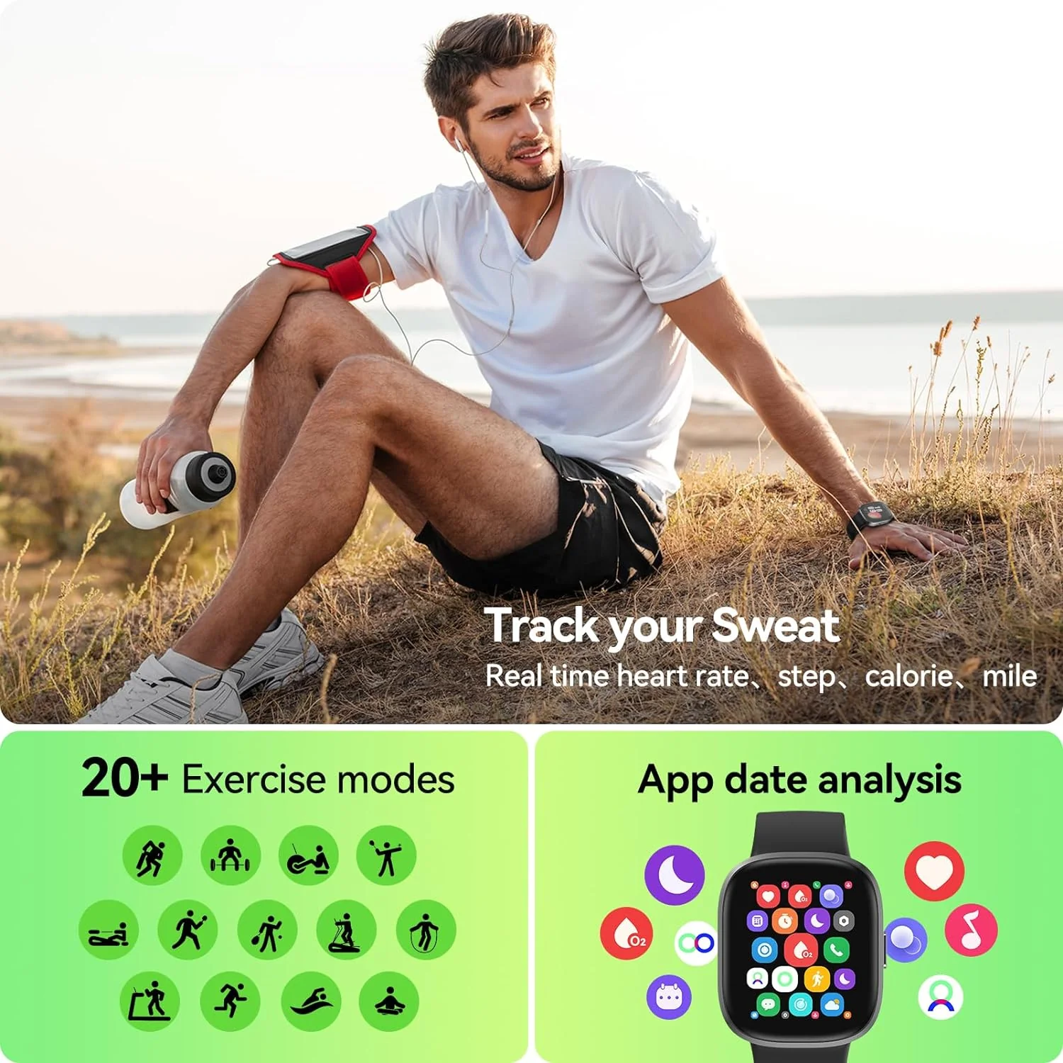 anyloop Watch ALW7 - Smart Fitness Tracker with Heart Rate Monitor, Sleep Tracking, Activity Tracker & Notifications