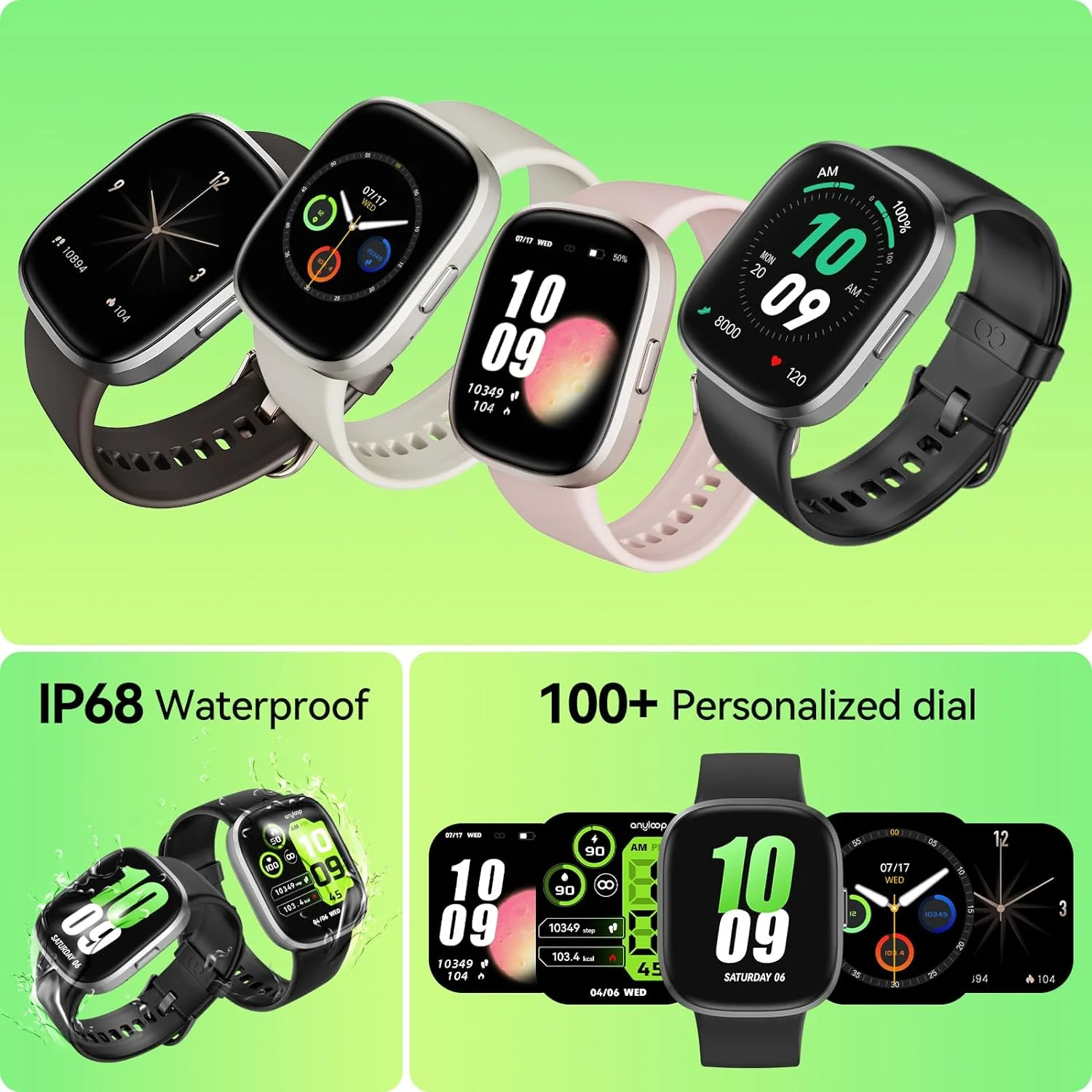 anyloop Watch ALW7 - Smart Fitness Tracker with Heart Rate Monitor, Sleep Tracking, Activity Tracker & Notifications