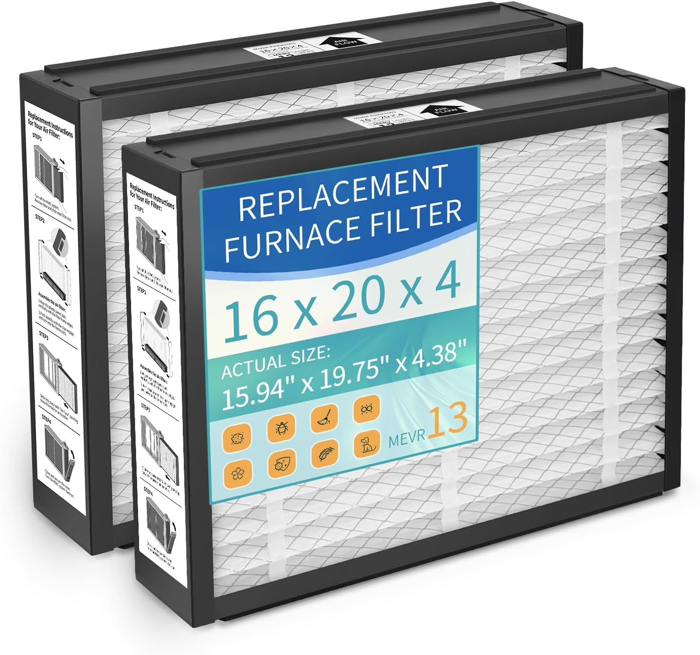16x20x4 Replacement Air Filter for Honeywell FC100A1003, Lennox X0592 MERV 13 Allergy & Dust Defense - Pleated HVAC AC Furnace Filter