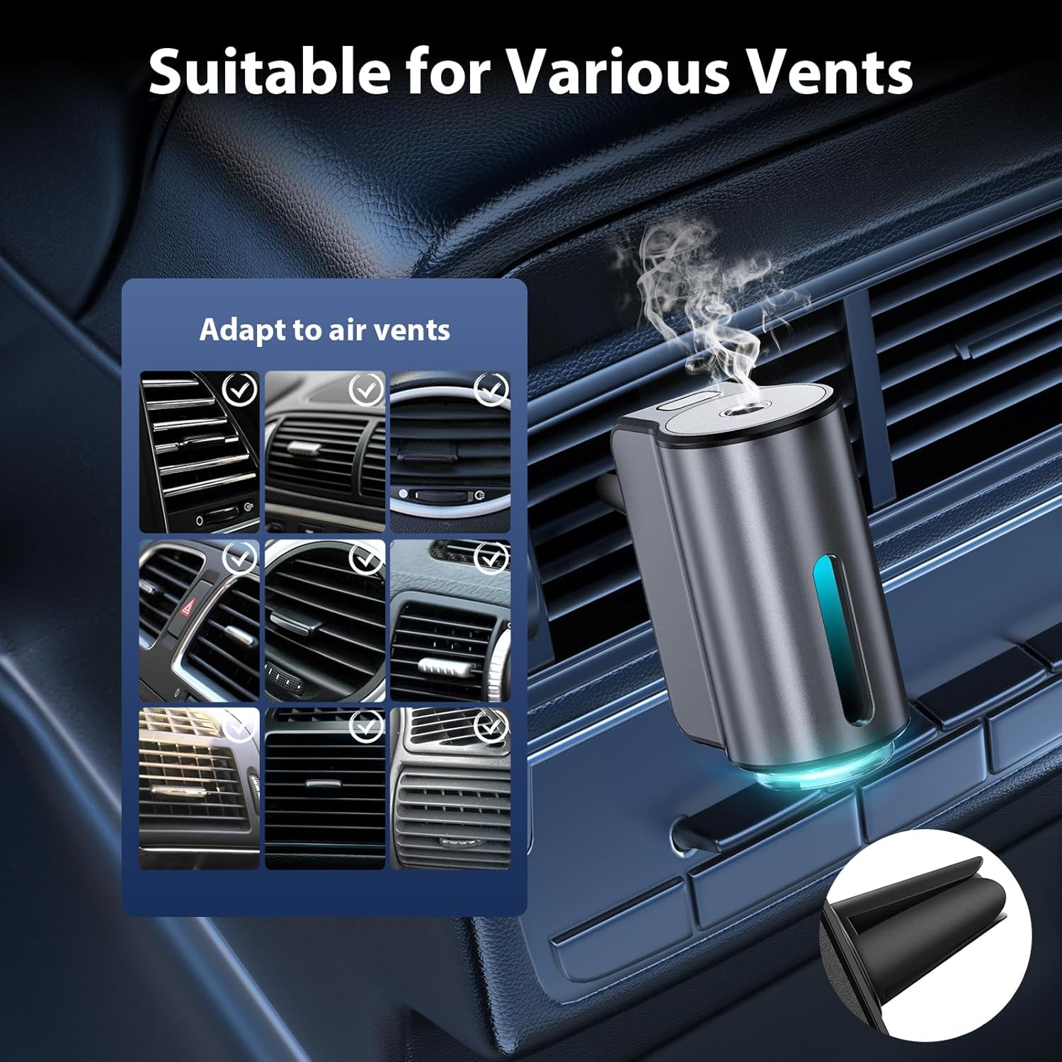 Smart Car Air Freshener Diffuser with 8 Refills - Three Adjustable Modes Car Diffuser, Aromatizante para Carro for Long-Lasting Fragrance