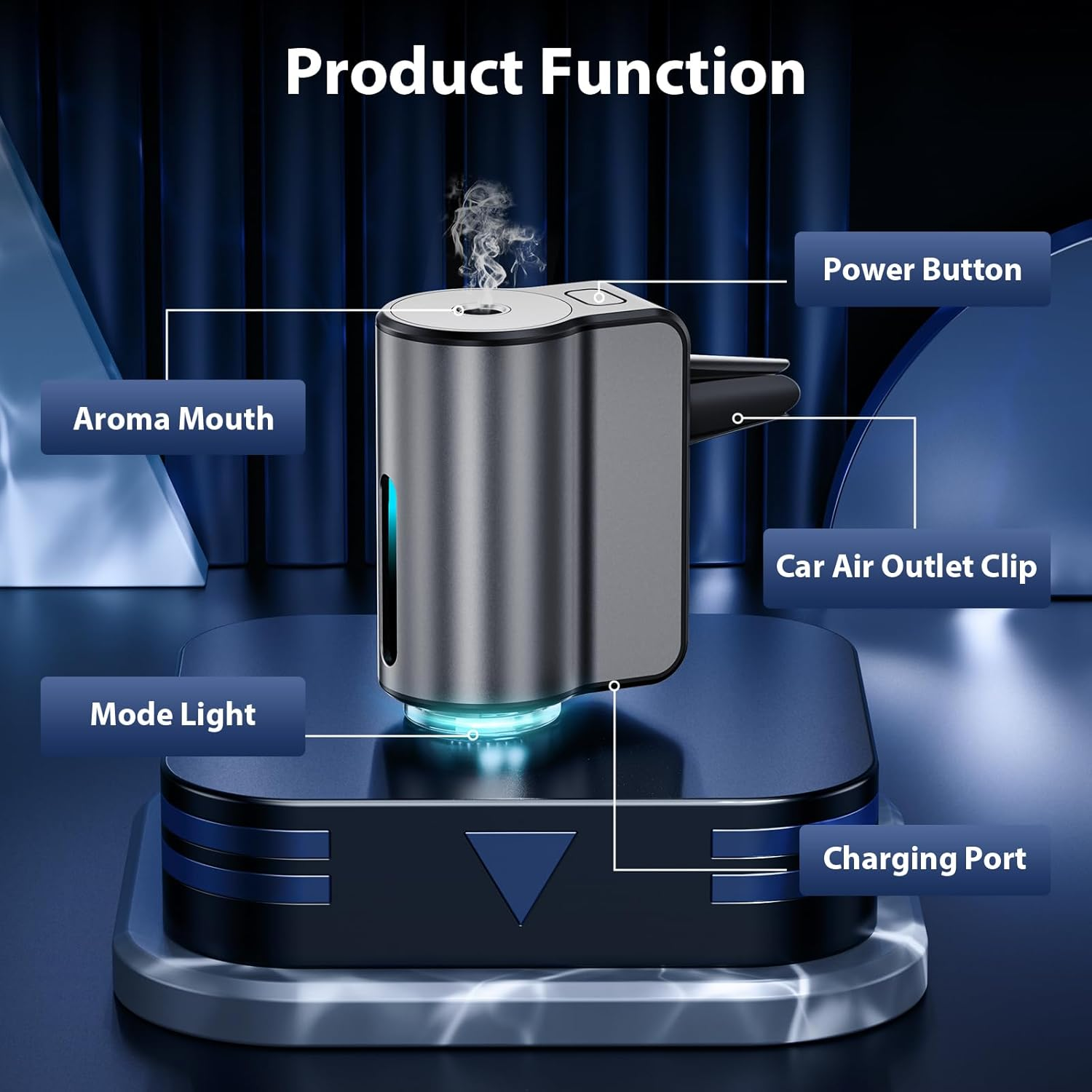 Smart Car Air Freshener Diffuser with 8 Refills - Three Adjustable Modes Car Diffuser, Aromatizante para Carro for Long-Lasting Fragrance
