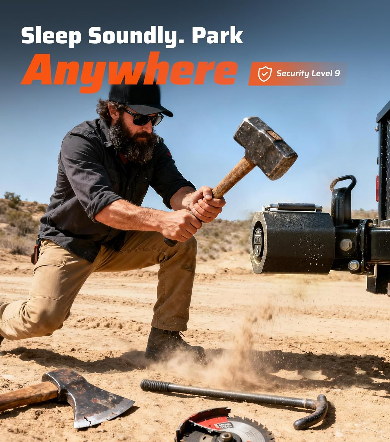 2-5/16" Anti-Theft Trailer Hitch Lock - Level 9 Security Combination Coupler Lock for RV, Boat & Trailer