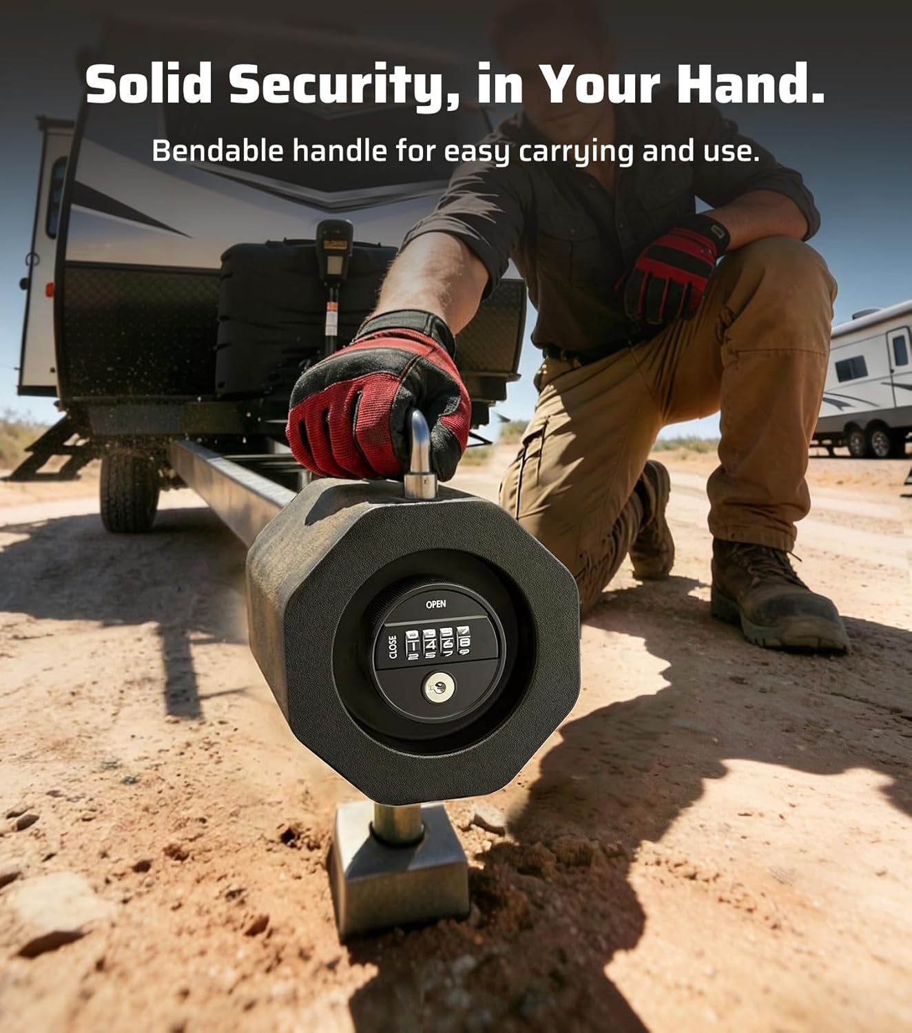 2-5/16" Anti-Theft Trailer Hitch Lock - Level 9 Security Combination Coupler Lock for RV, Boat & Trailer