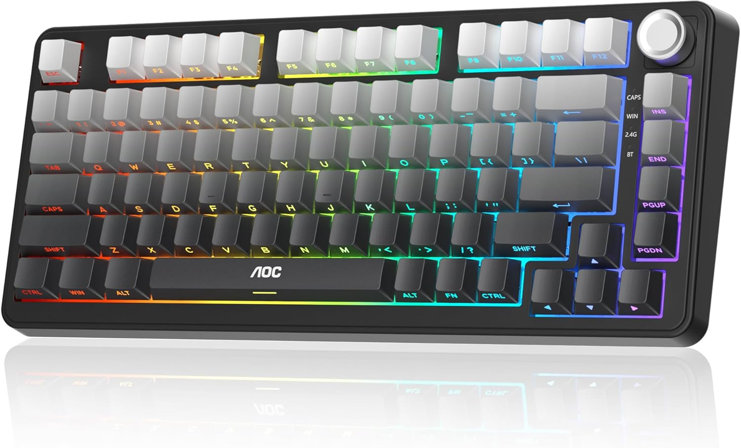 Gaming Keyboard Hot Swappable Wireless Mechanical - 75% Gasket Custom Keyboard with RGB Backlit & Knob