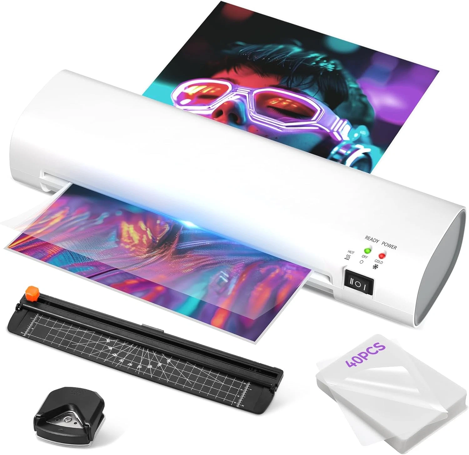 A4 Professional Laminating Machine - Hot & Cold Laminator with Quick Preheat for Home Office Documents & Photos