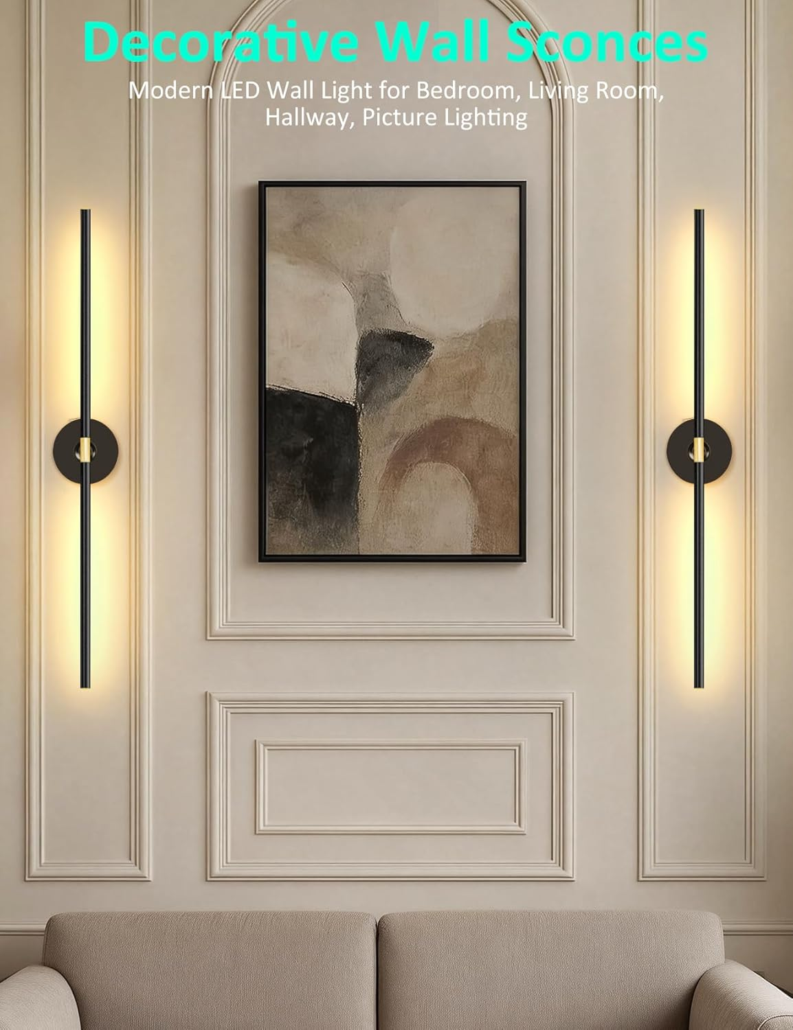 Rechargeable Battery Operated Wall Sconce with Remote & Timer - Wireless Wall Light for Bedroom, Living Room, Hallway & Picture Lighting