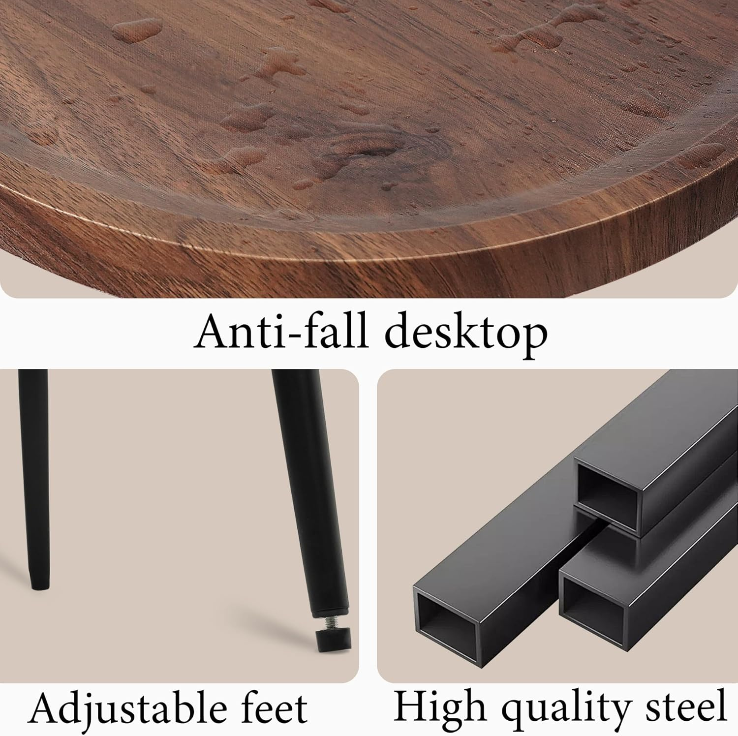 Small Oval Side Table with 2 Tier Storage - Rustic Brown Wood End Table with Metal Frame for Living Room, Bedroom & Small Spaces