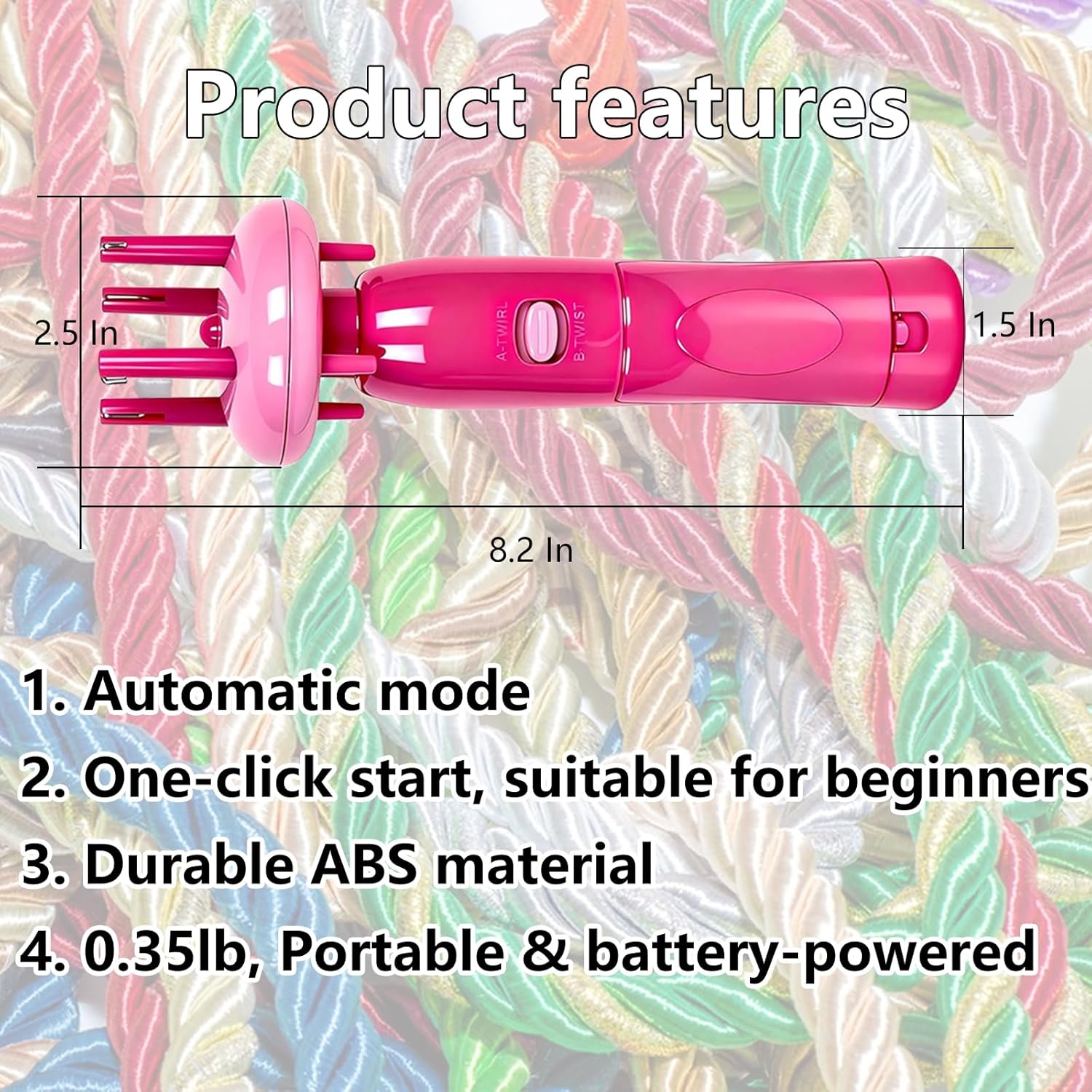 Portable Cord Maker Fringe Twister - Handheld Yarn Twister Knitting Kit for Craft Cord Making, Perfect for Beginners (Blue)