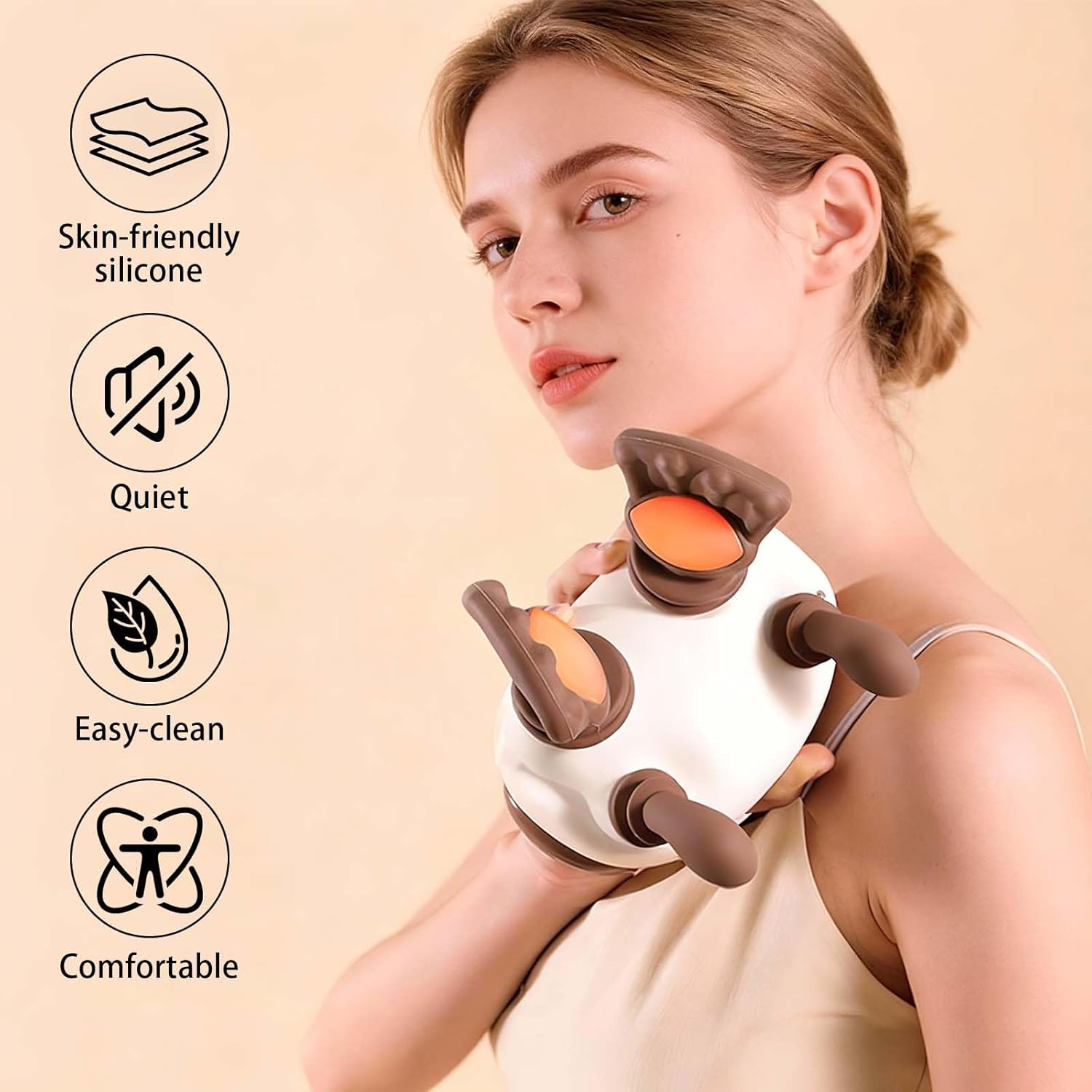 Neck and Shoulder Massager with Hands - Wireless Portable 4D Bionic Shiatsu Deep Tissue Massage, Rechargeable Electric Cervical Massager for Home Office