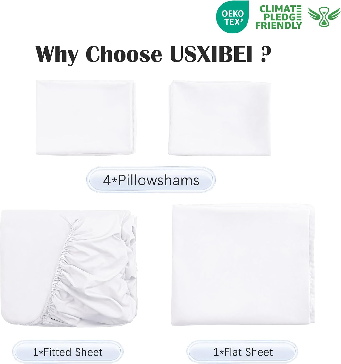 6 Piece Queen Sheet Set - Breathable & Cooling Bedding with 18-24 Inch Deep Pockets, 1 Flat & 1 Fitted Sheet, 4 Pillowcases (Queen, White)