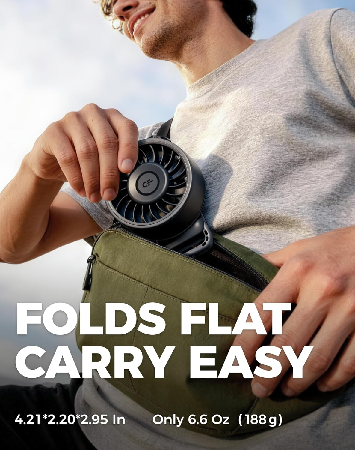 Portable Turbo Fan with 100 Speed Settings - Foldable 4-in-1 Handheld, Neck & Desk Fan, USB-C Rechargeable, Lightweight for Summer, Concerts, Travel & Outdoor Use