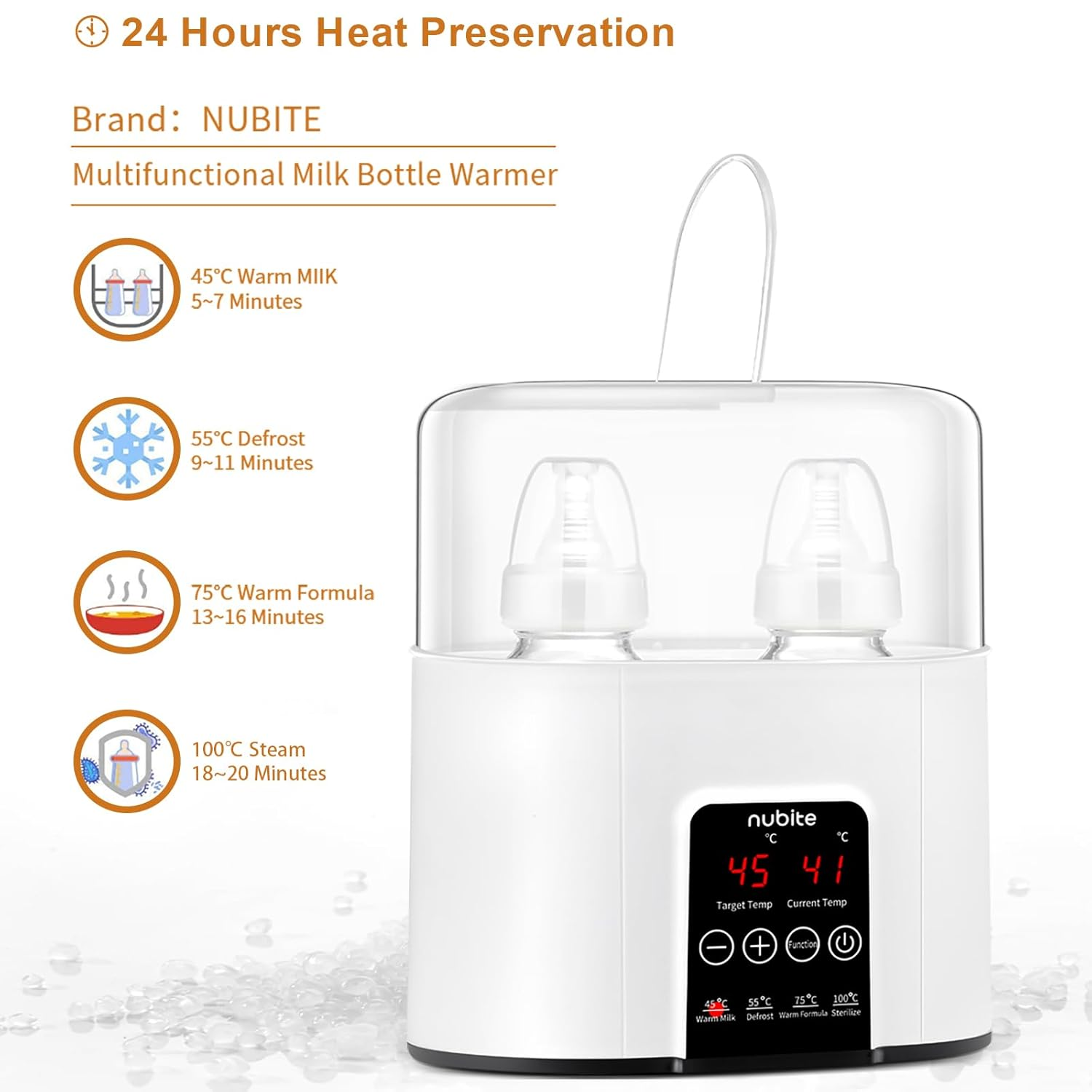Double Baby Bottle Warmer 24H Constant Temp for Twins
