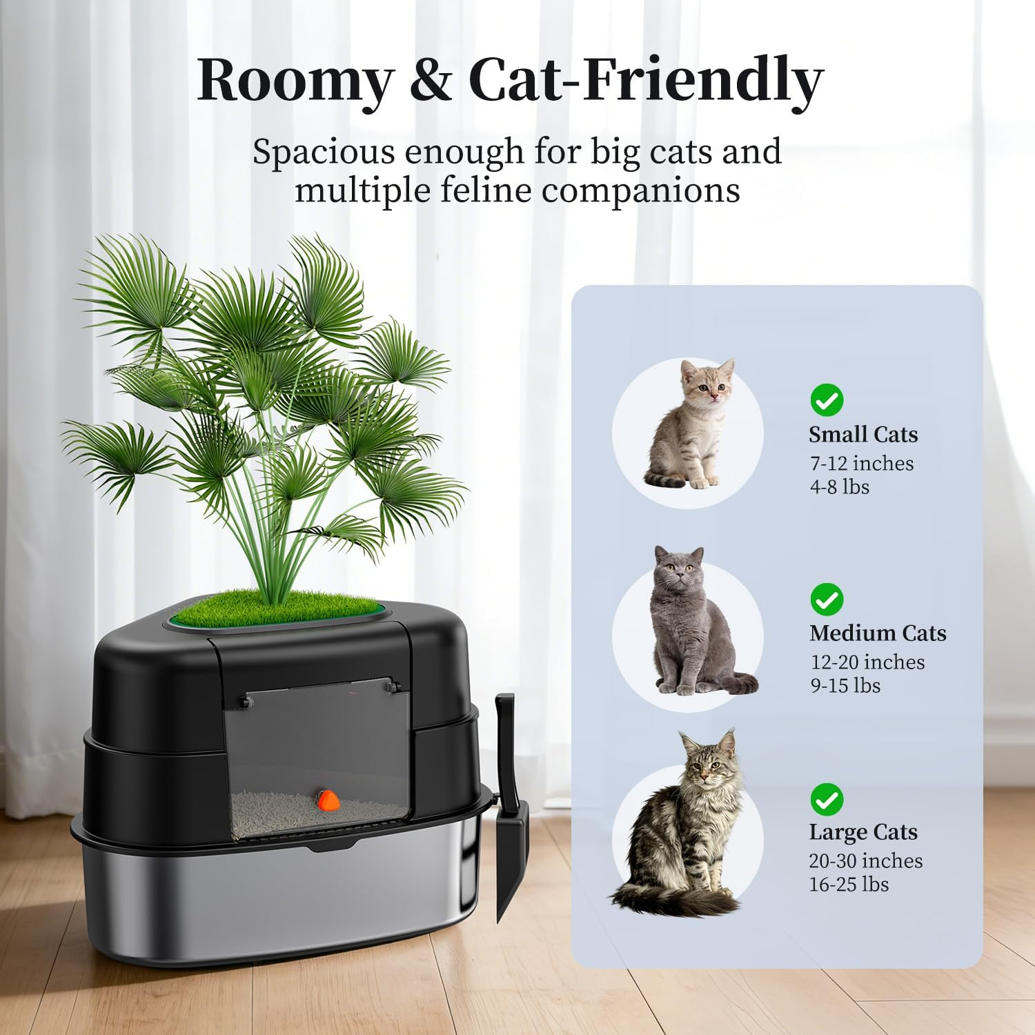 Hidden Plant Litter Box Carbon Filter Stainless Steel