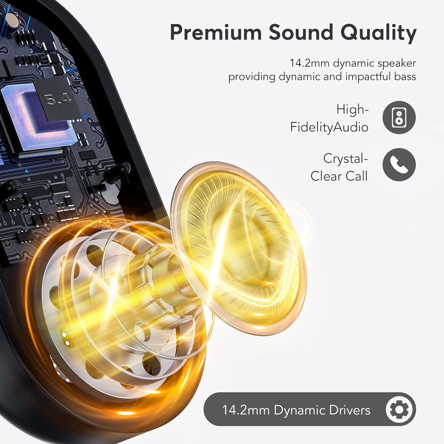 Open Ear Bluetooth 5.4 Earbuds 50H IPX7 Waterproof Black