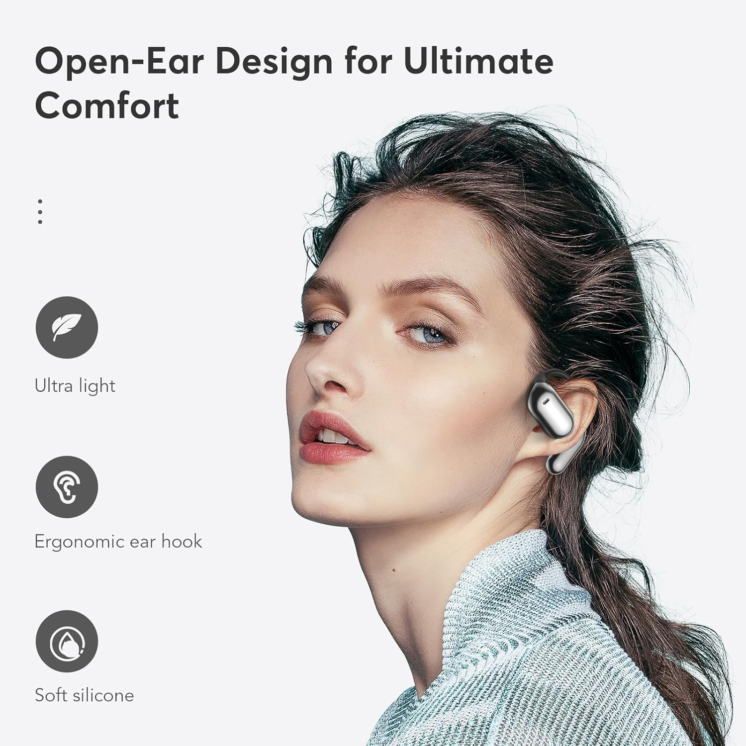 Open Ear Bluetooth 5.4 Earbuds 50H IPX7 Waterproof Black