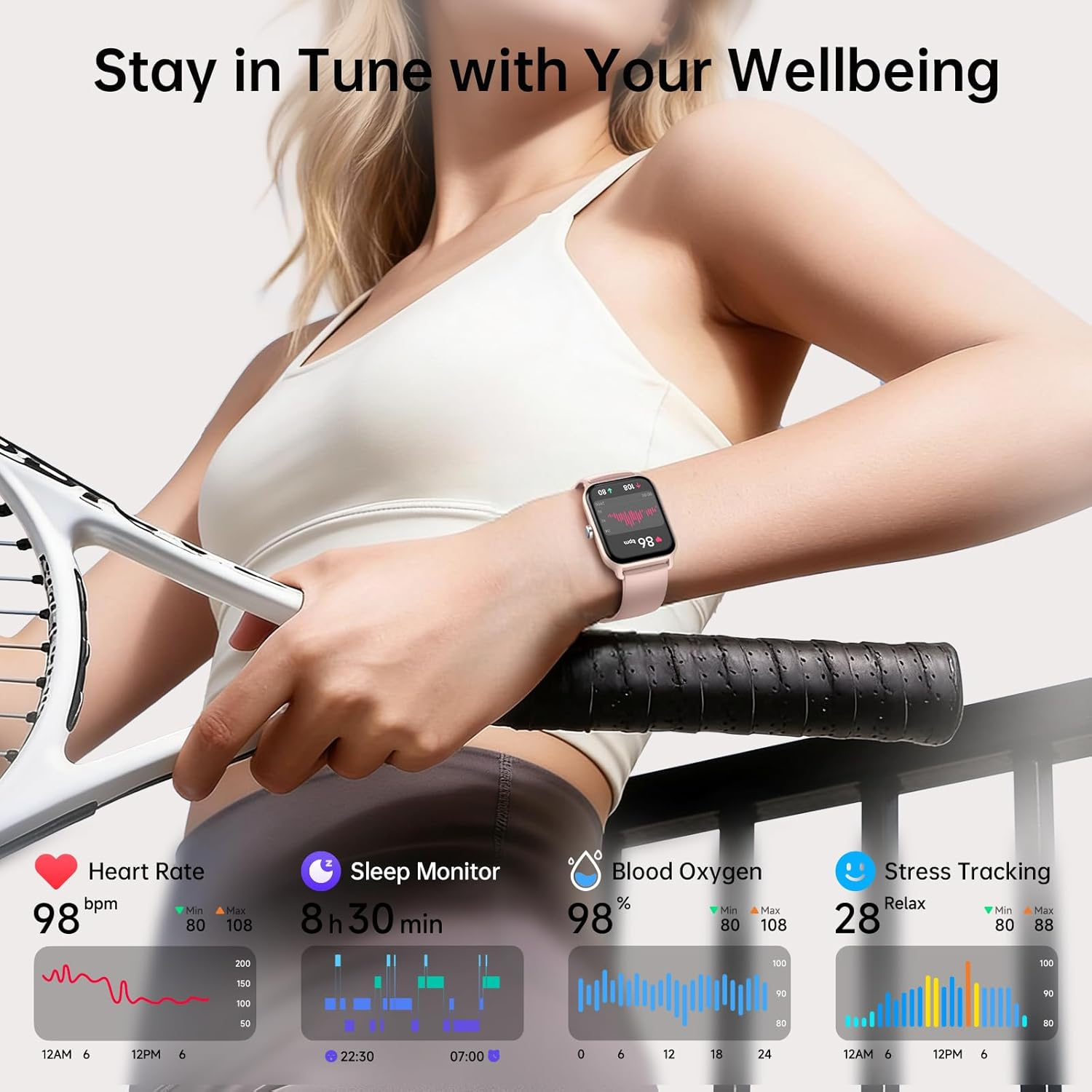 Women's Smart Watch 1.85" Alexa 100+ Sport Modes