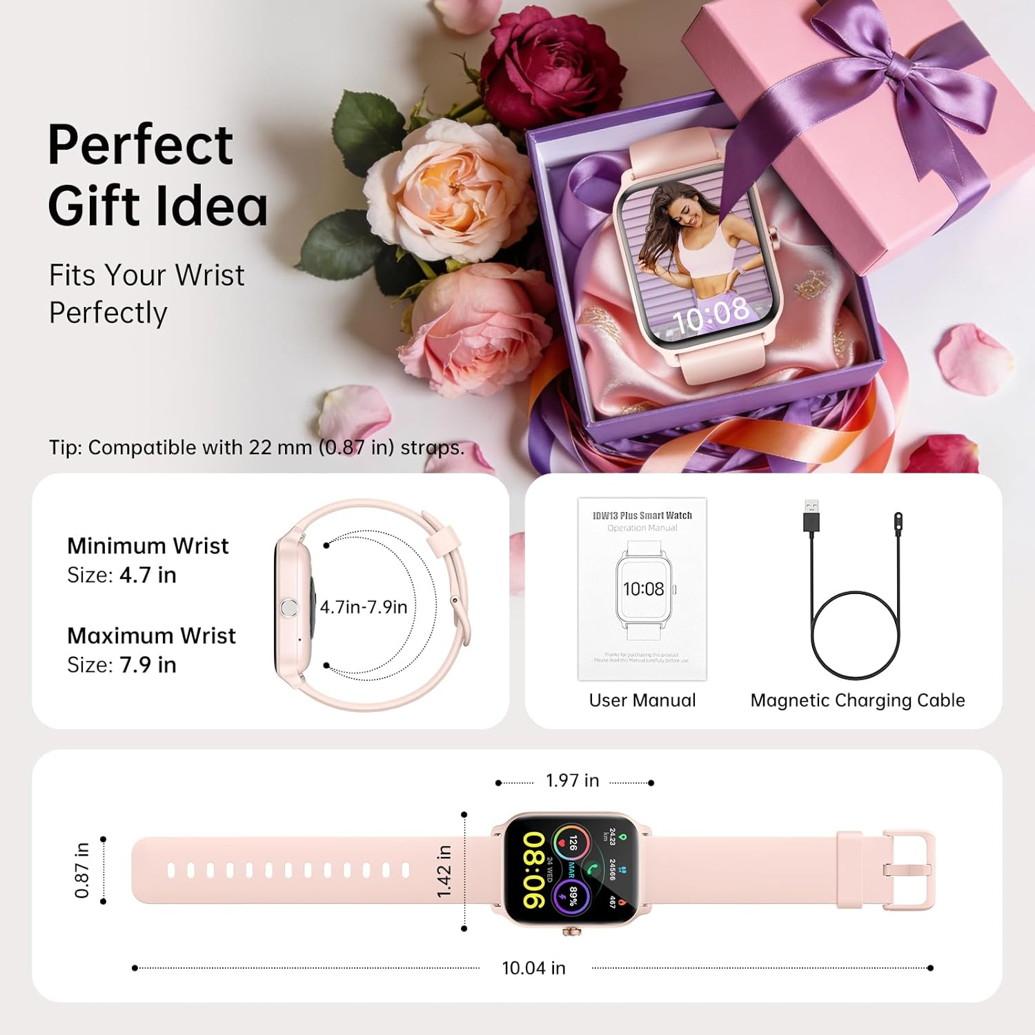 Women's Smart Watch 1.85" Alexa 100+ Sport Modes