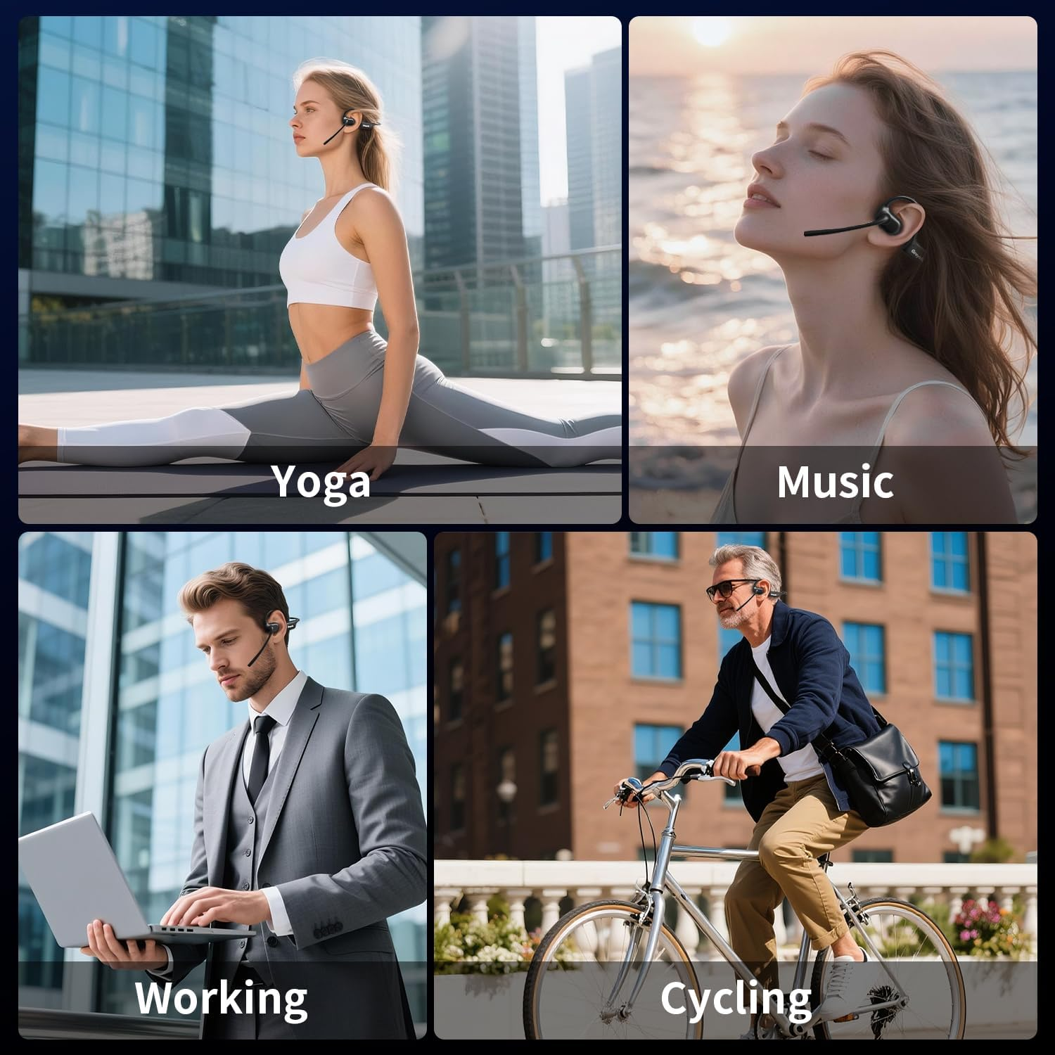 Bluetooth Headset Open Ear Bluetooth 5.4 AI Noise Cancel