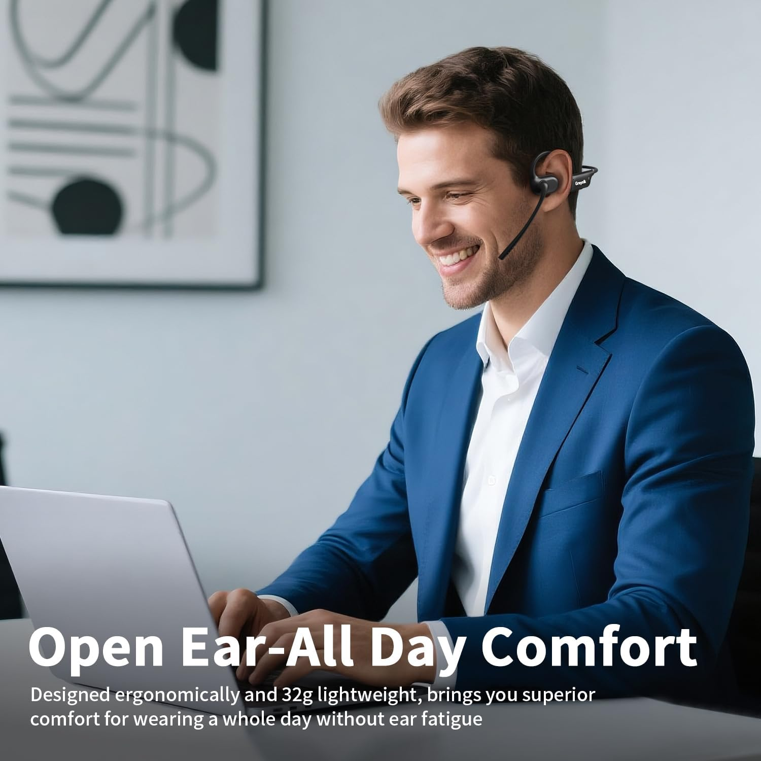 Bluetooth Headset Open Ear Bluetooth 5.4 AI Noise Cancel
