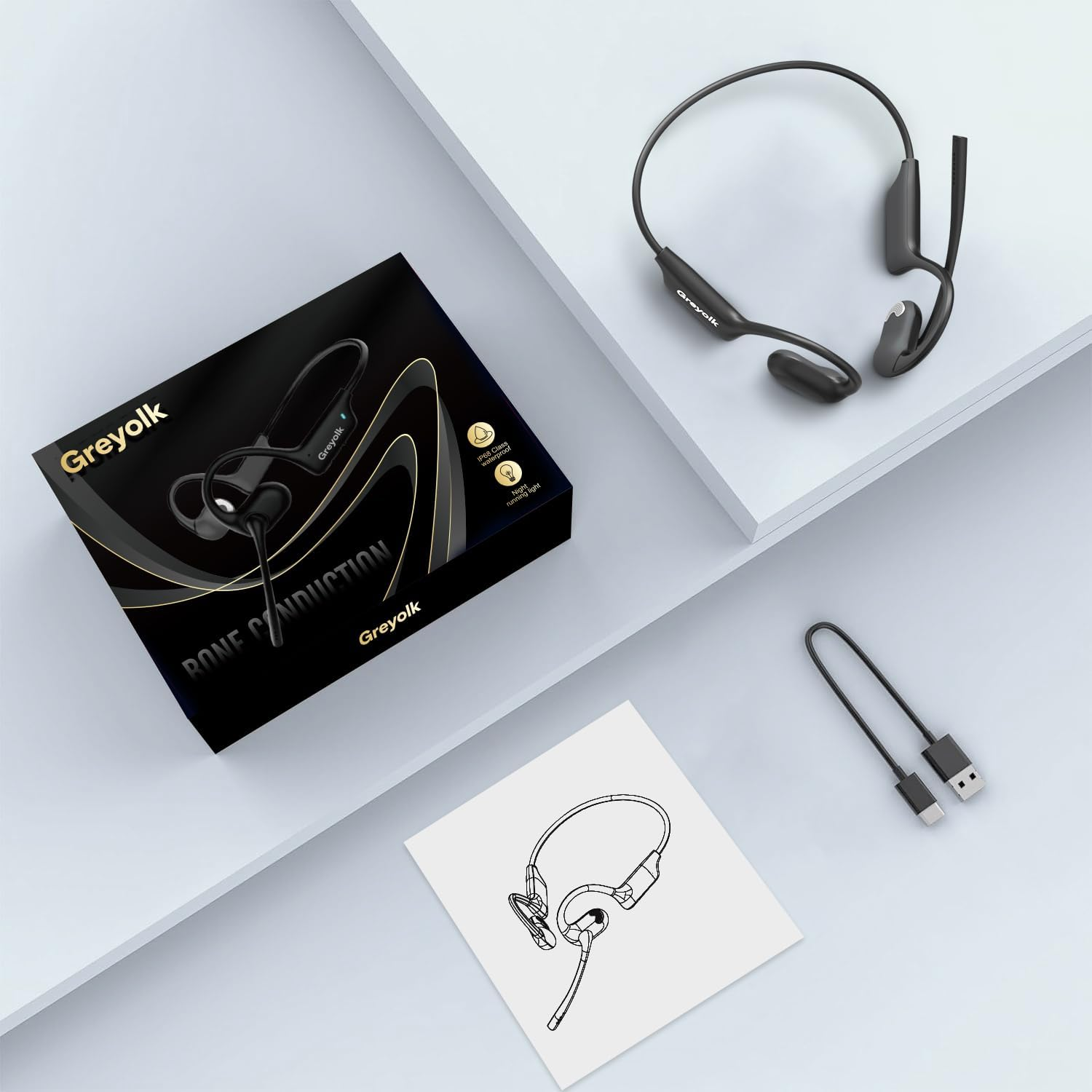 Bluetooth Headset Open Ear Bluetooth 5.4 AI Noise Cancel