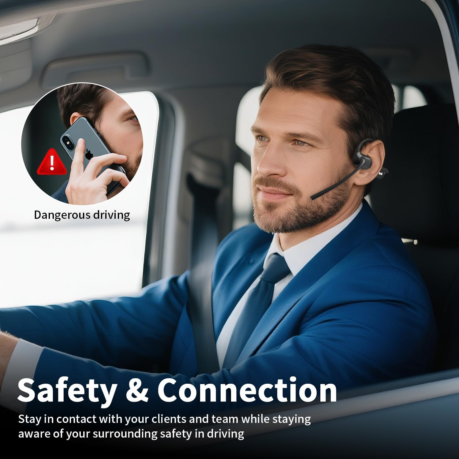 Bluetooth Headset Open Ear Bluetooth 5.4 AI Noise Cancel