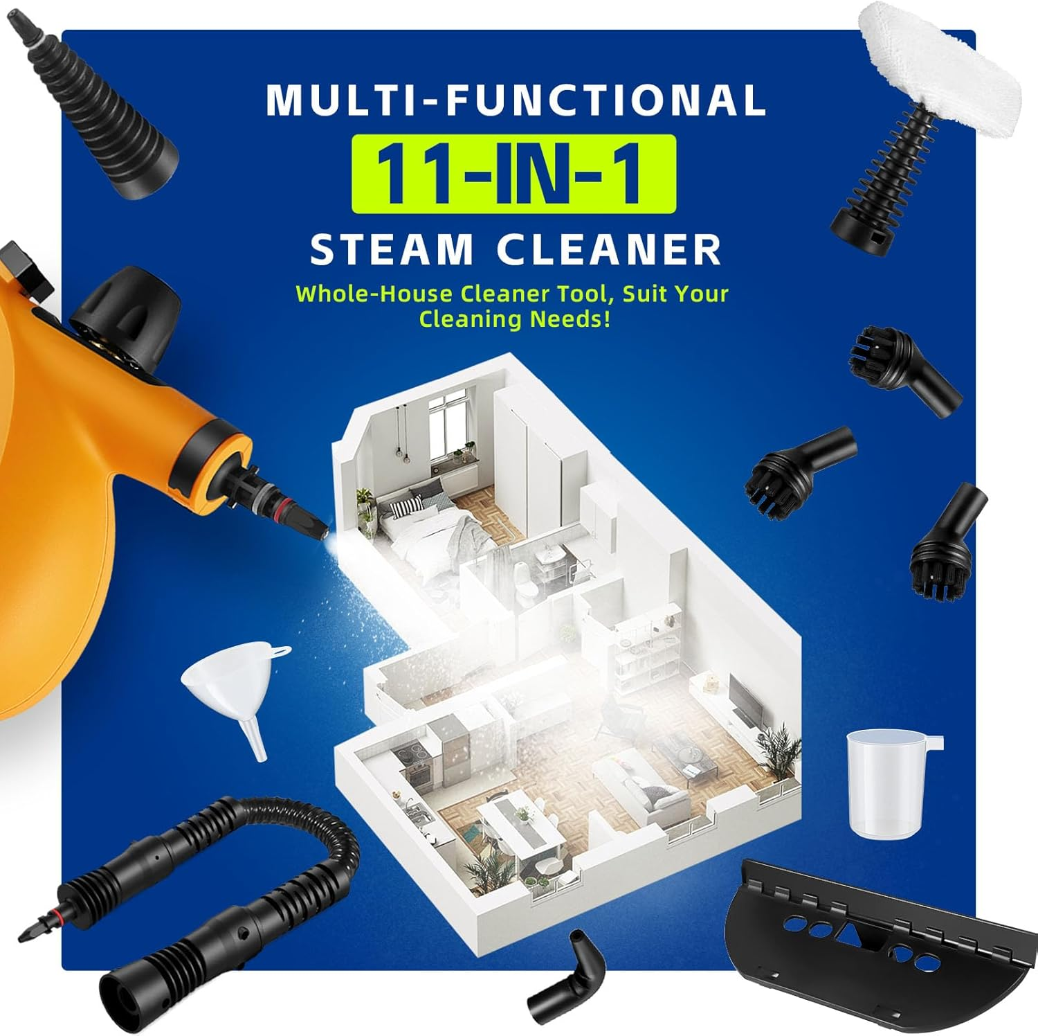 Handheld Pressurized Steam Cleaner 11pcs Chemical-Free
