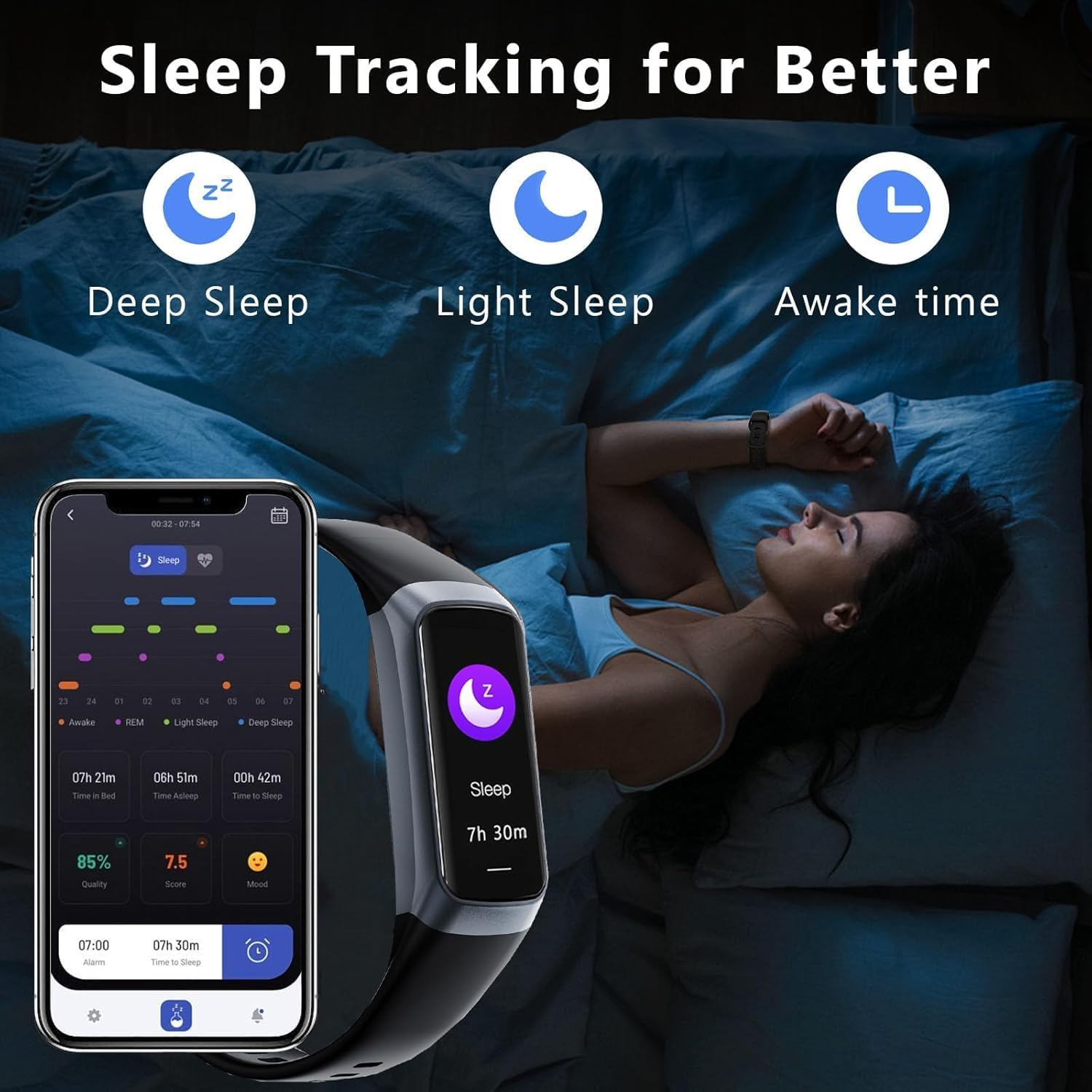 Fitness Tracker 1.1" Heart Rate IP68 Waterproof