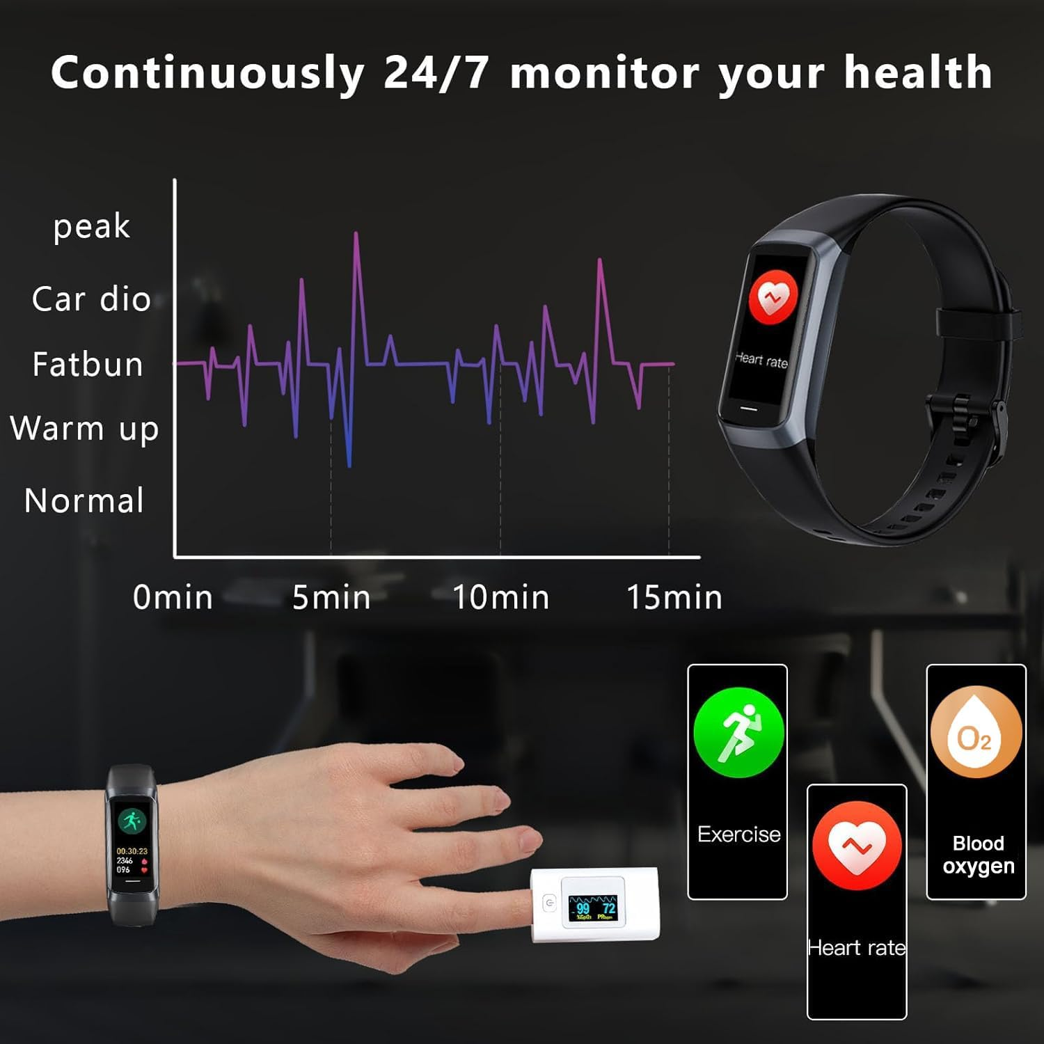 Fitness Tracker 1.1" Heart Rate IP68 Waterproof