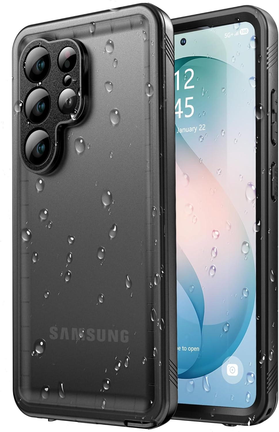 S26 Ultra Case IP68 Waterproof Military 360 Black 6.9"