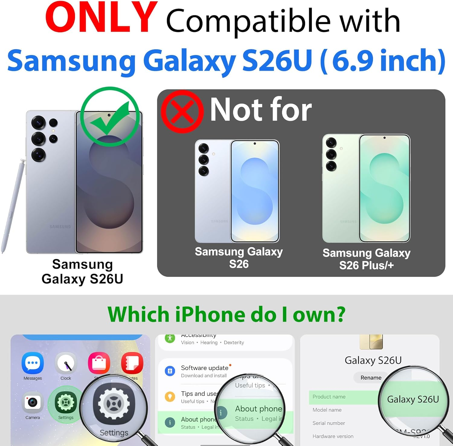 S26 Ultra Case IP68 Waterproof Military 360 Black 6.9"