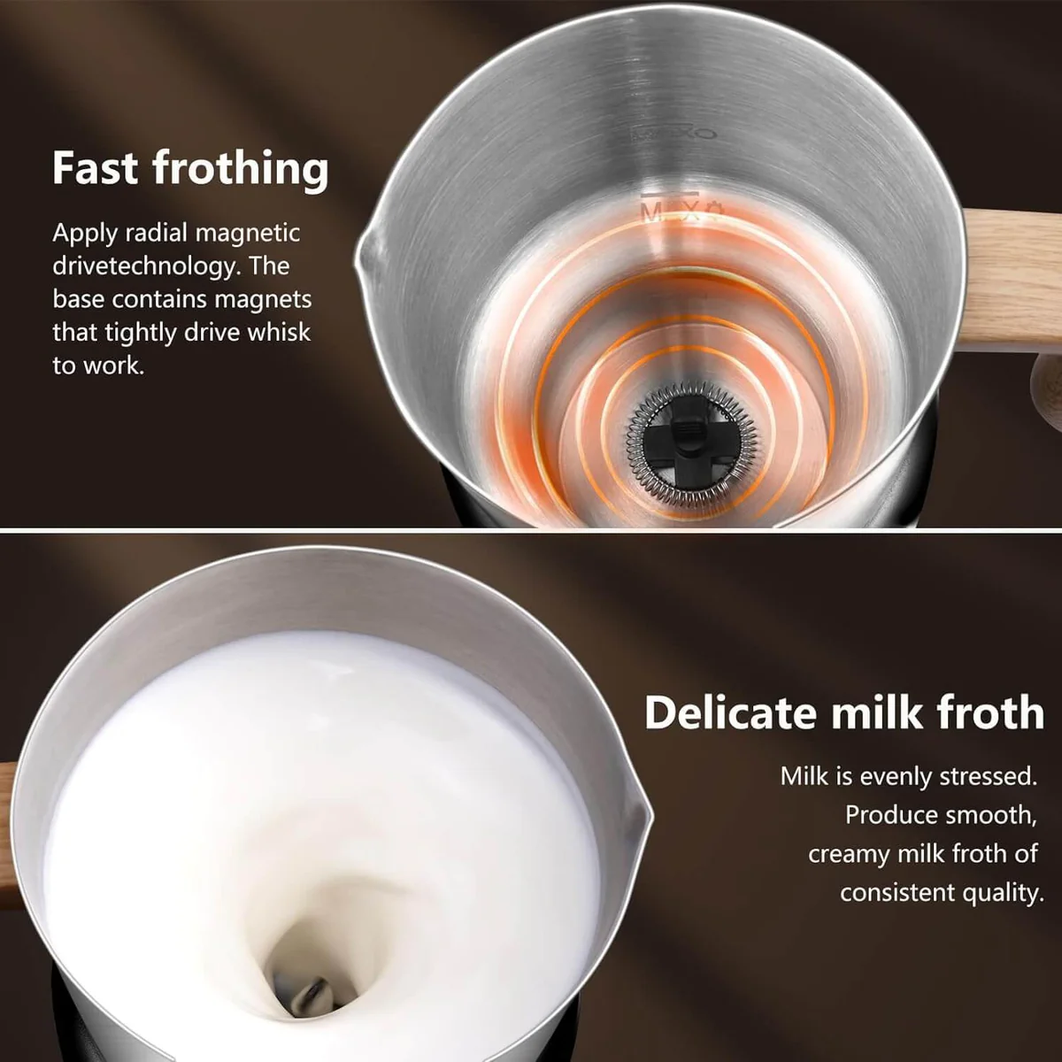 AMZCHEF 8-in-1 Milk Frother Steamer 17oz Smart Touch