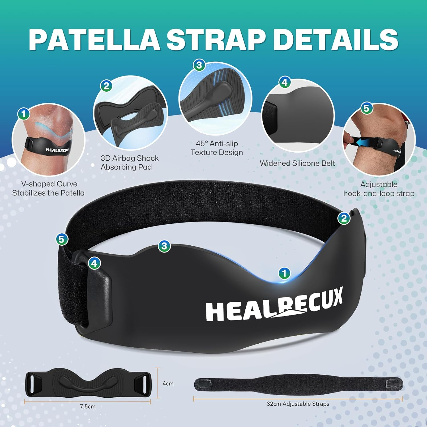 Patella Band Knee Strap Tendon Support Orange 1 Pack