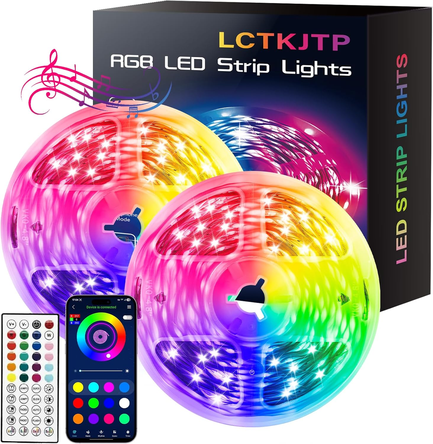 LED Strip Lights 100FT RGB Music Sync Bluetooth