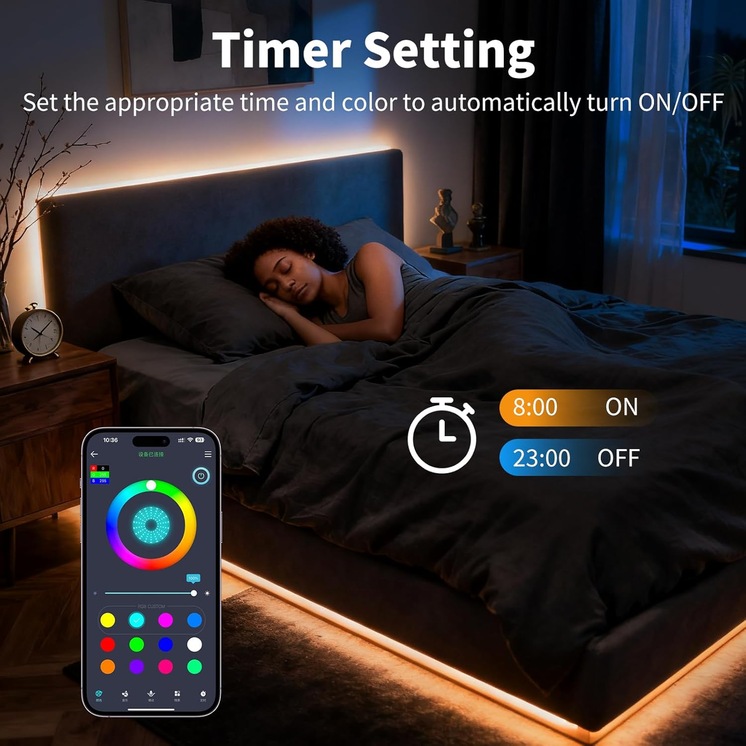 LED Strip Lights 100FT RGB Music Sync Bluetooth