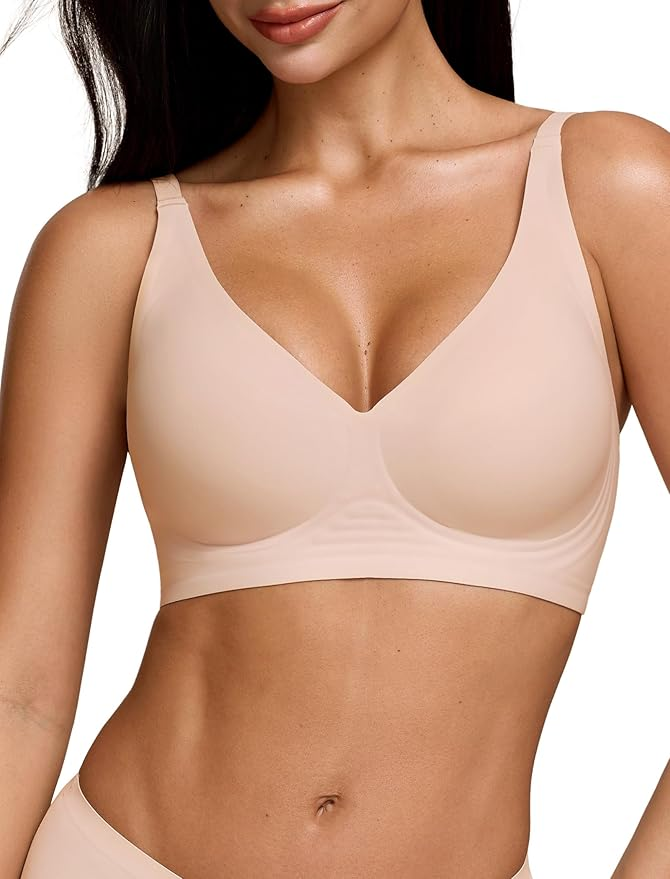 Women's Deep V Seamless Wireless Push Up Bra