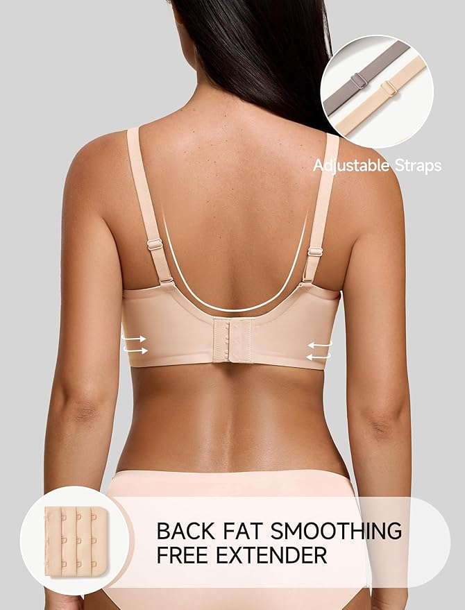 Women's Deep V Seamless Wireless Push Up Bra